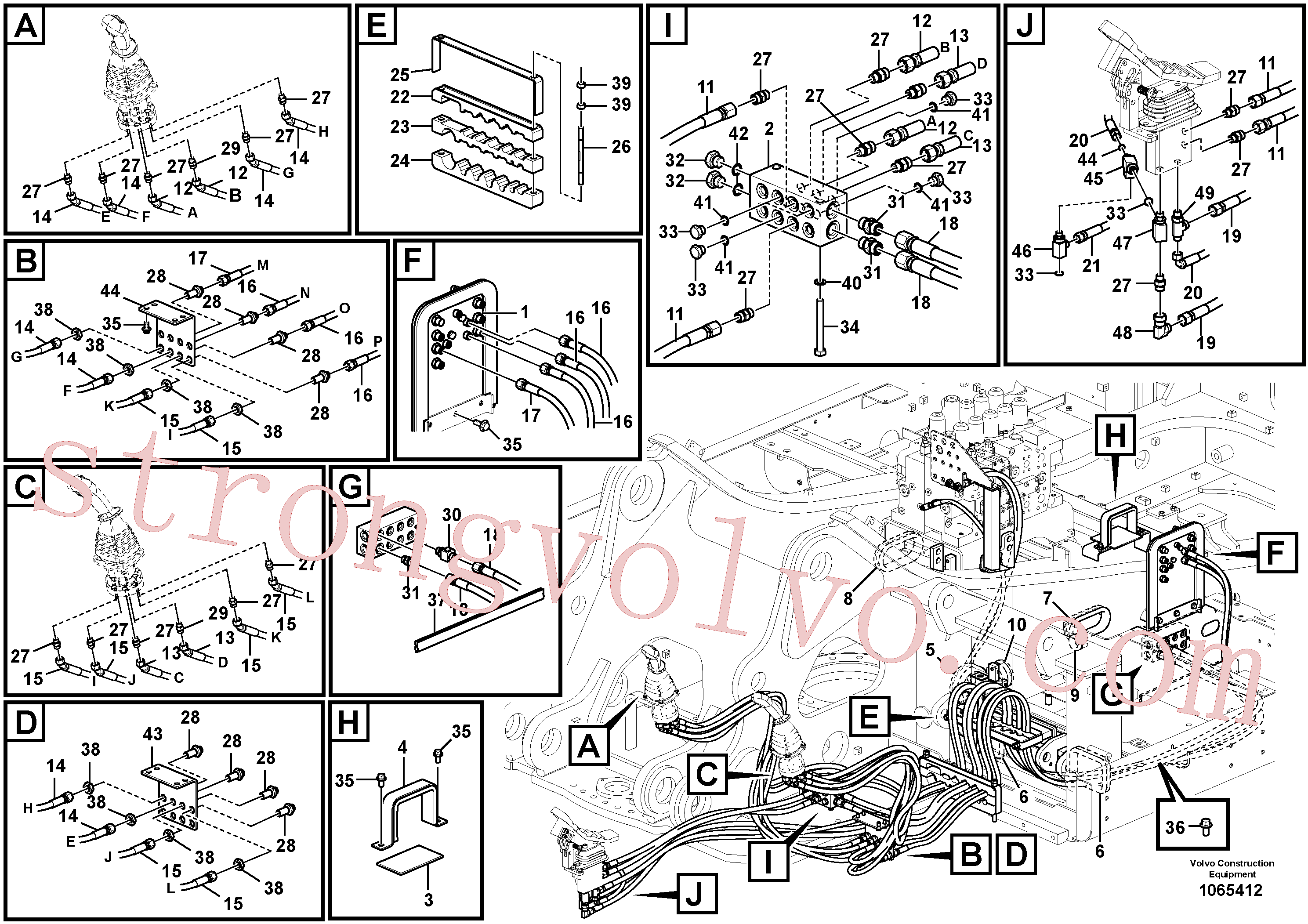 VOE14553304 Volvo Sistema servomotor, válvula de comando para válvula de comando à distância(1065412 Montagem)
