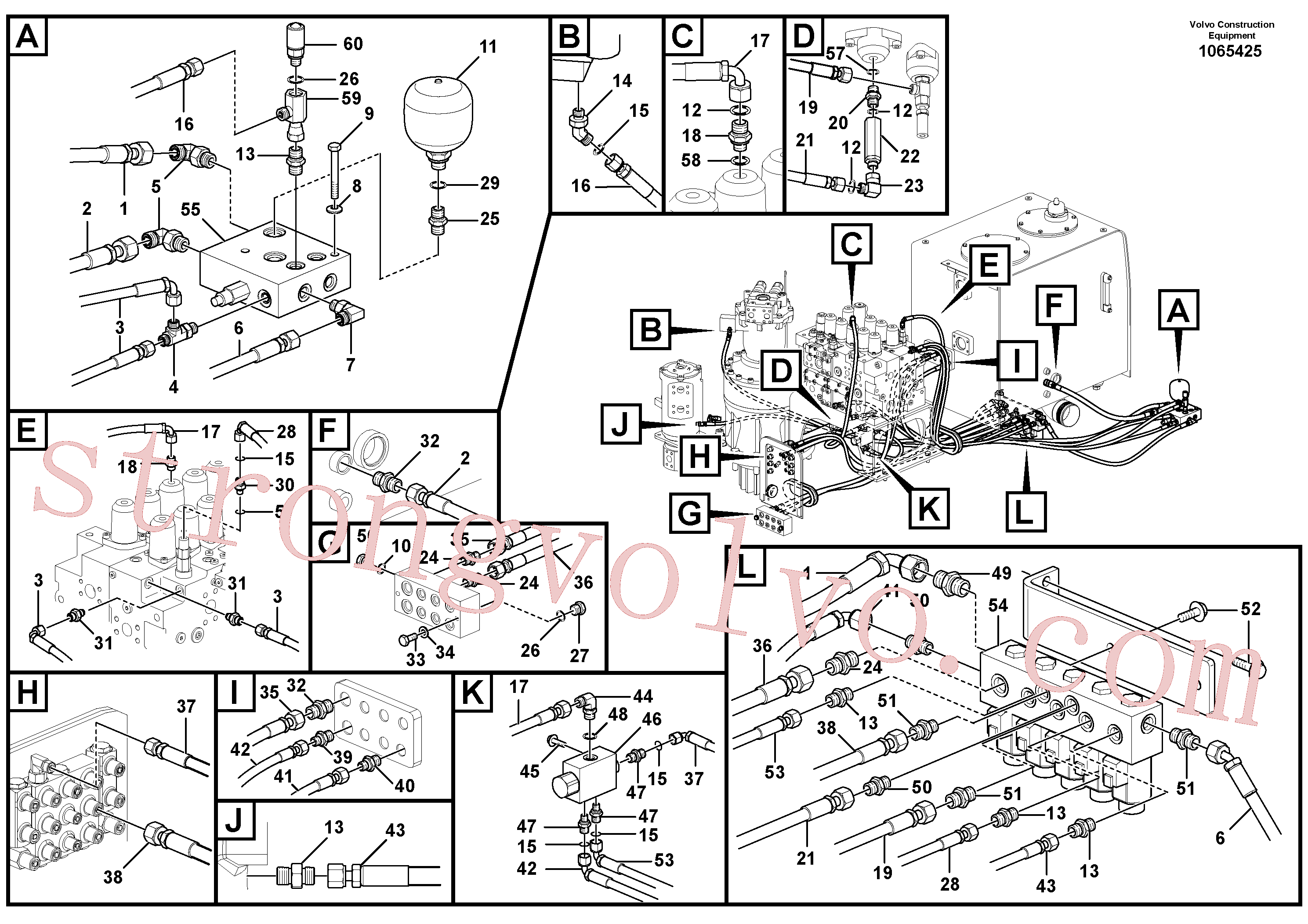 VOE15141929 Volvo Sistema servomotor, válvula de comando para válvula solenóide(1065425 Montagem)