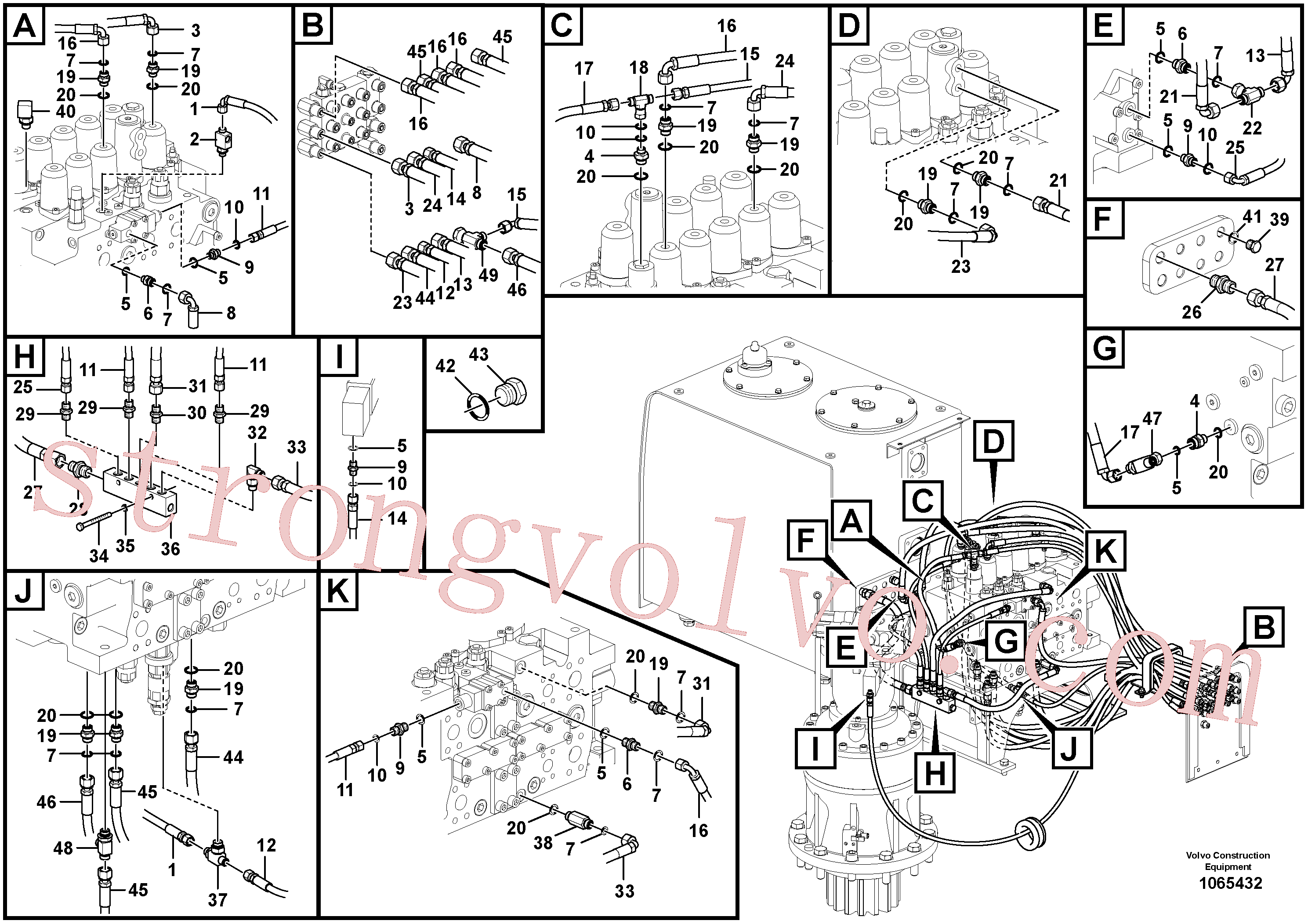 VOE938308 Volvo Sistema servomotor, válvula de comando para válvula de comando à distância(1065432 Montagem)