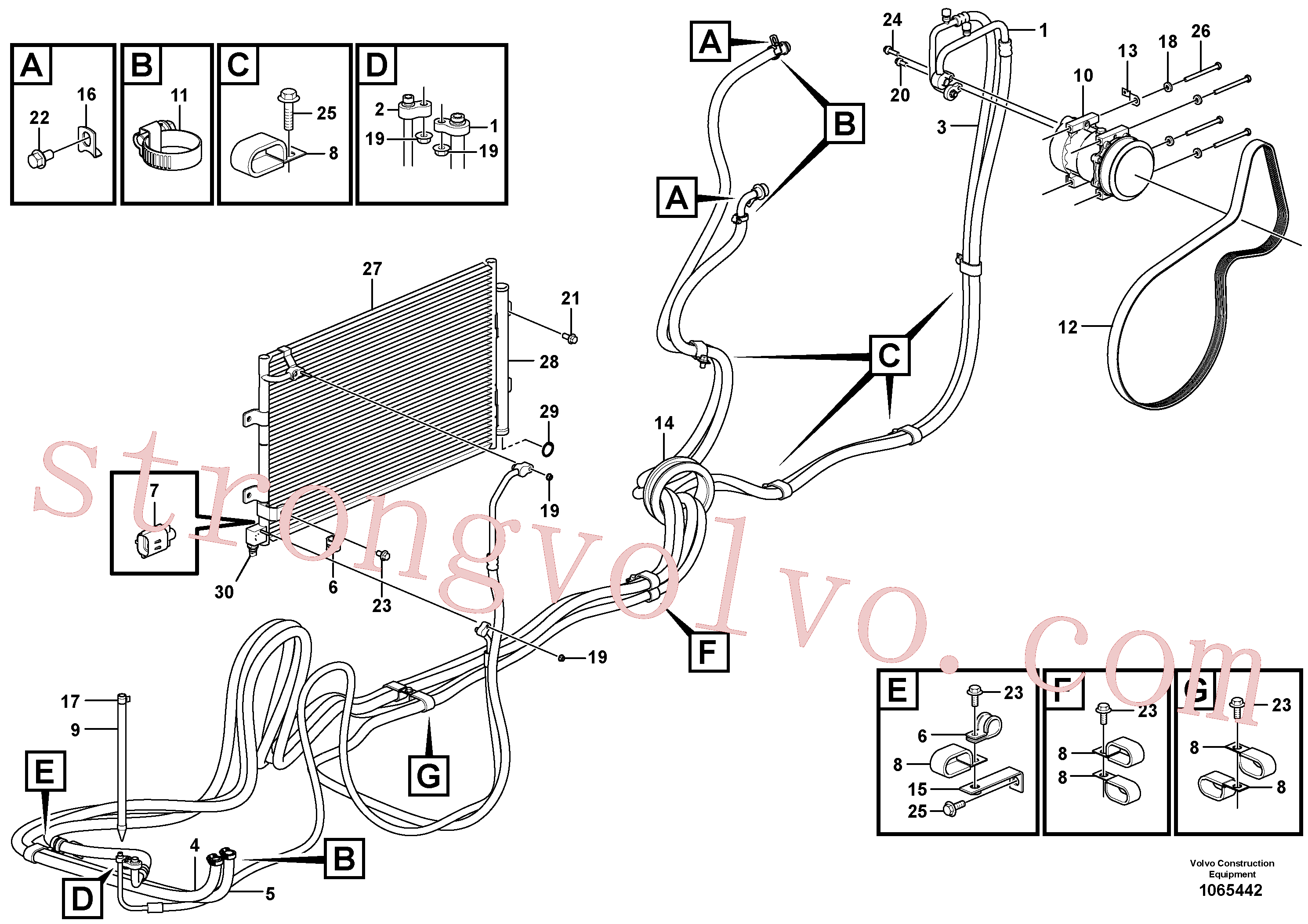 VOE120001 Volvo Linha do ar condicionado, refrigeração e aquecimento(1065442 Montagem)
