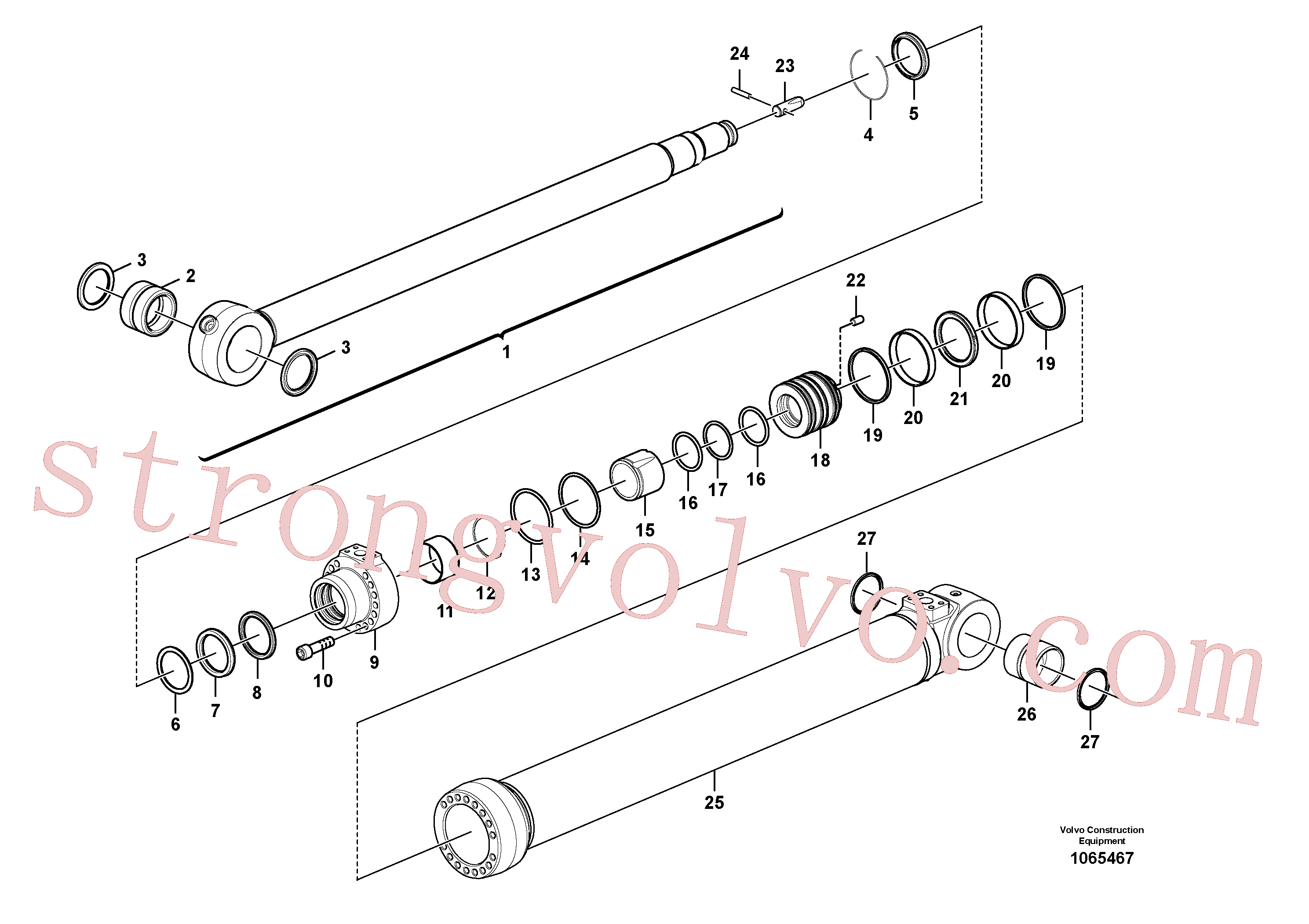 VOE14595218 Volvo Cilindro do braço de afundamento(1065467 Montagem)