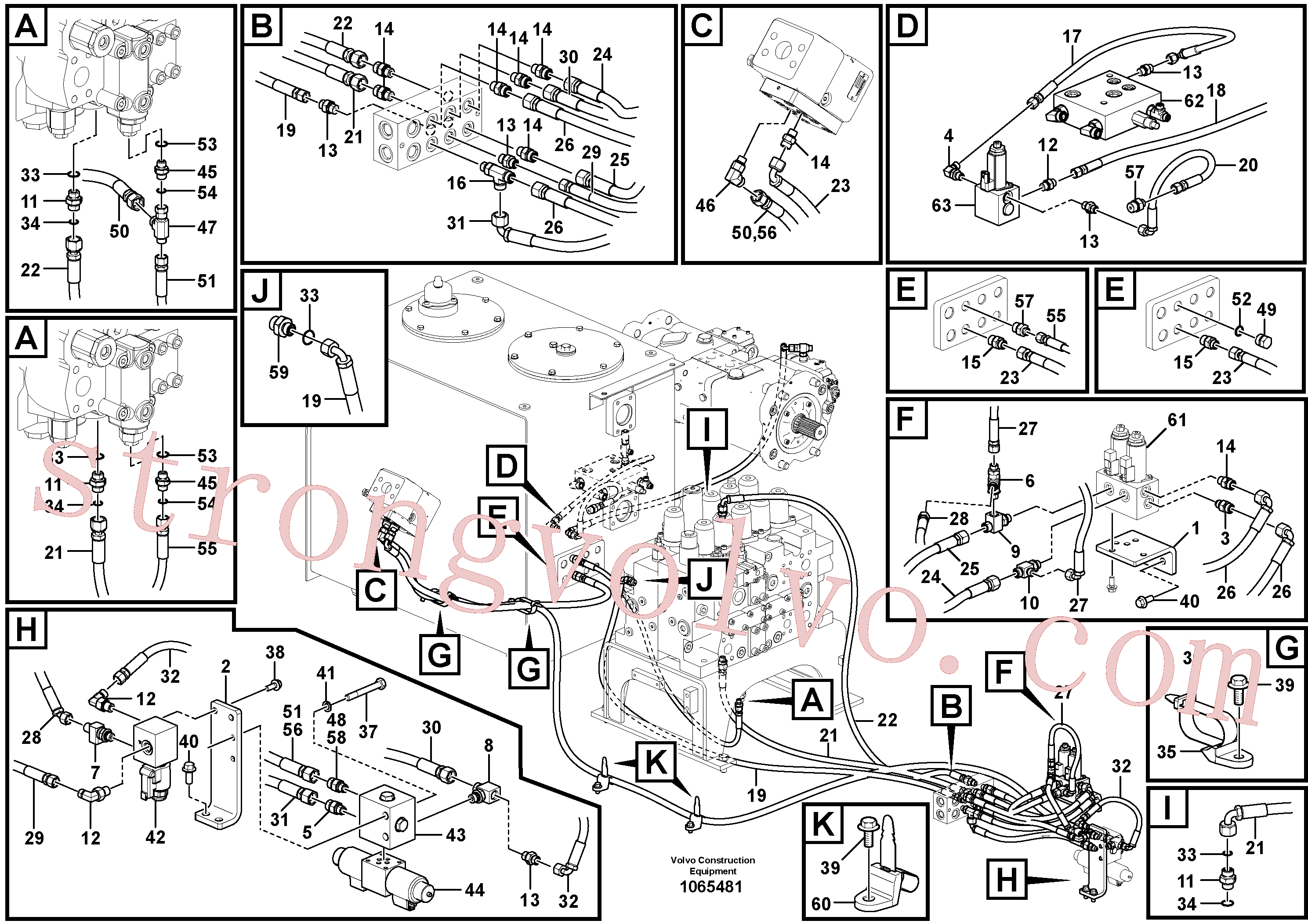 VOE14570938 Volvo Hidráulica de serviço, martelo e cortador para fluxo da bomba auxiliar(1065481 Montagem)