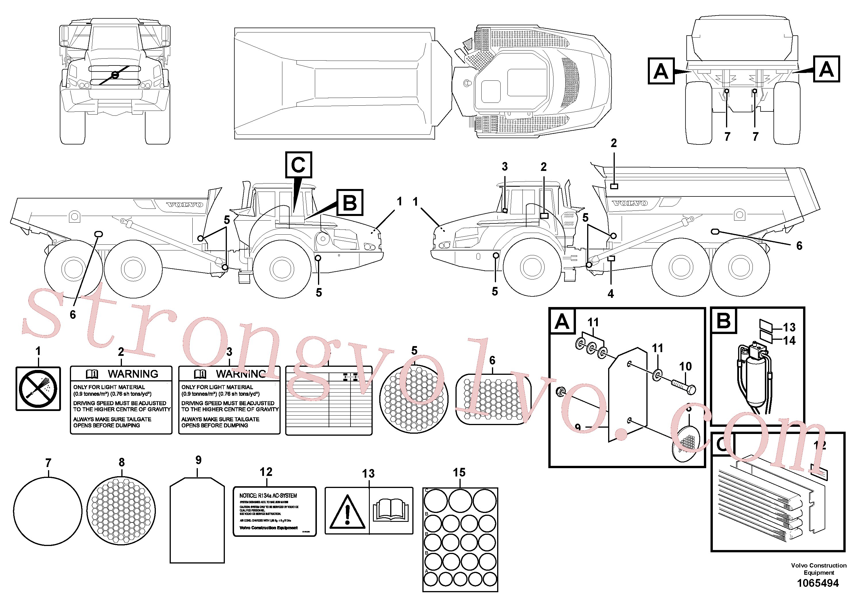 VOE11125767 Volvo Placas de sinalização e etiquetas adesivas(1065494 Montagem)