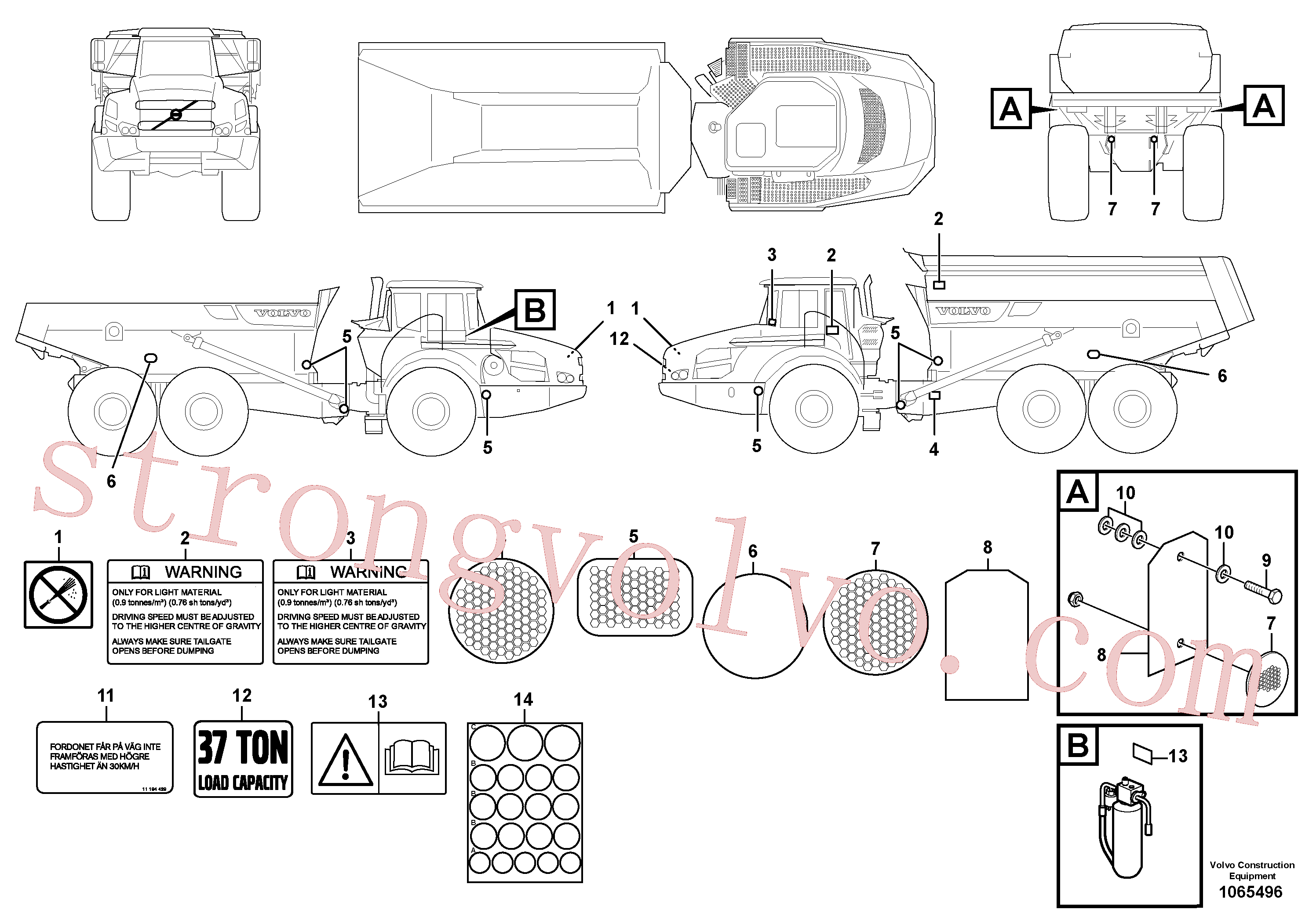 VOE11125707 Volvo Placas de sinalização e etiquetas adesivas(1065496 Montagem)