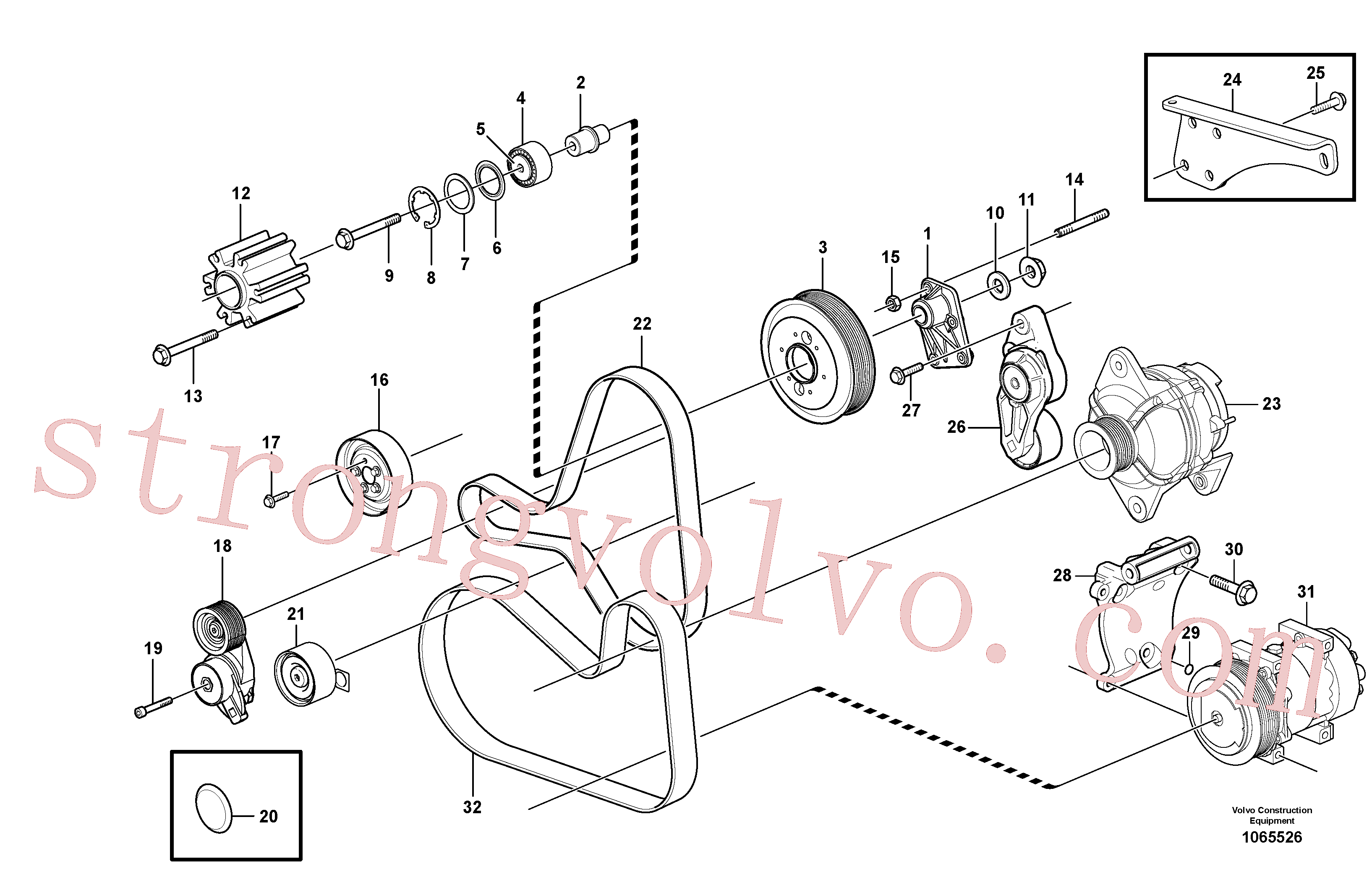 VOE968592 Volvo Transmissão de correia, polia(1065526 Montagem)