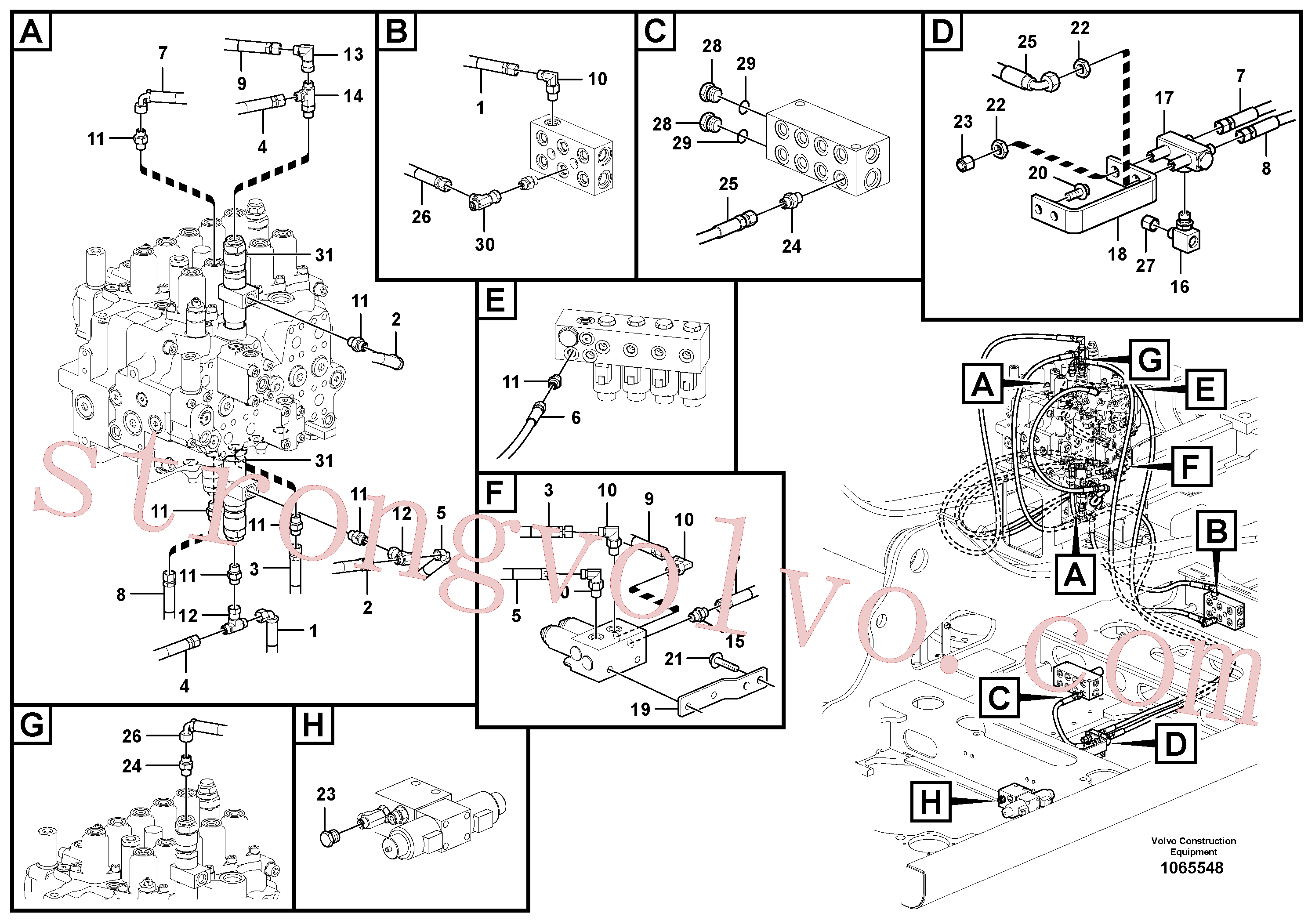 VOE937331 Volvo Sistema servomotor, martelo e corte(1065548 Montagem)