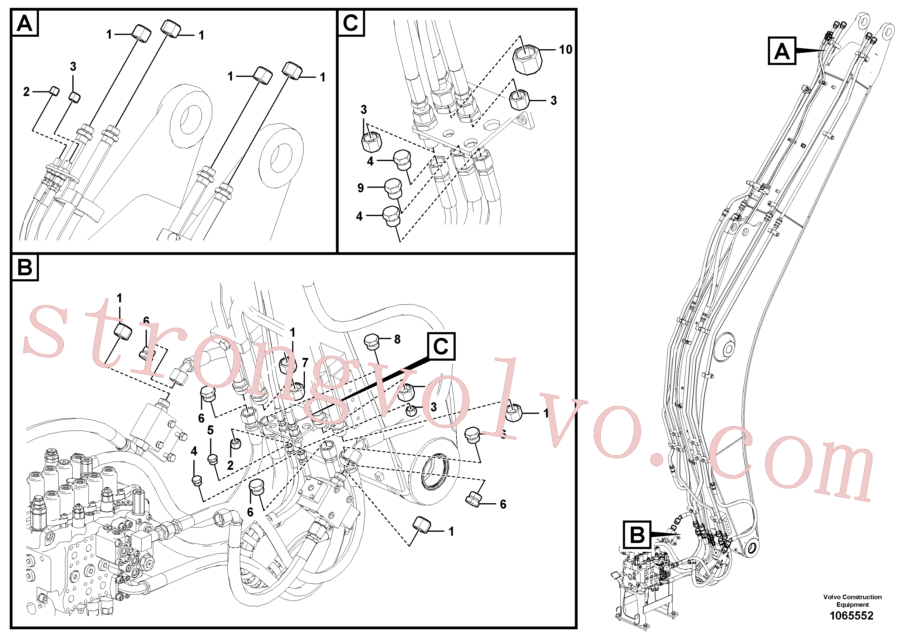 VOE935650 Volvo Hidráulica de serviço, lança(1065552 Montagem)