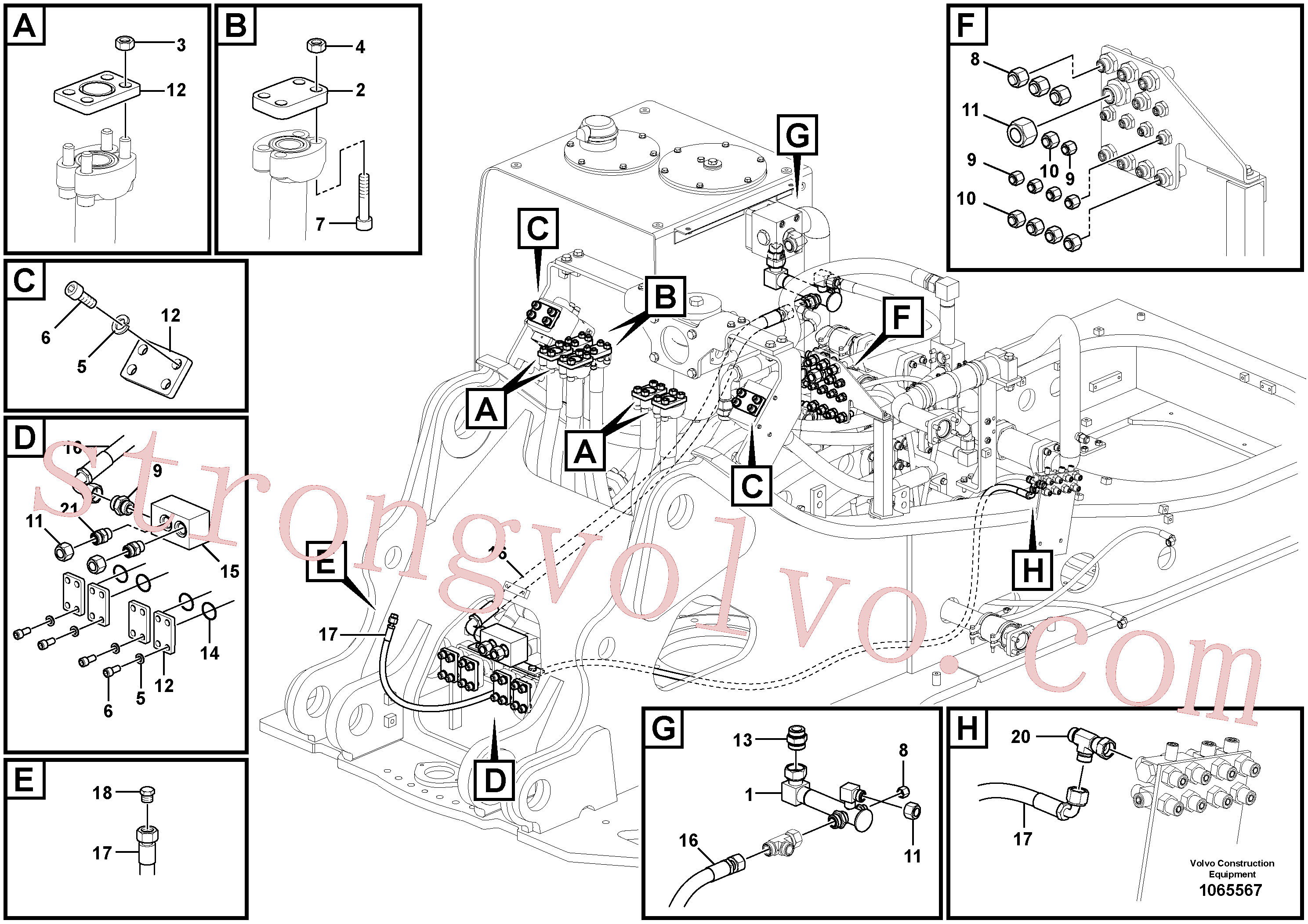 VOE14573695 Volvo Hidráulica de serviço, ruptura da lança(1065567 Montagem)