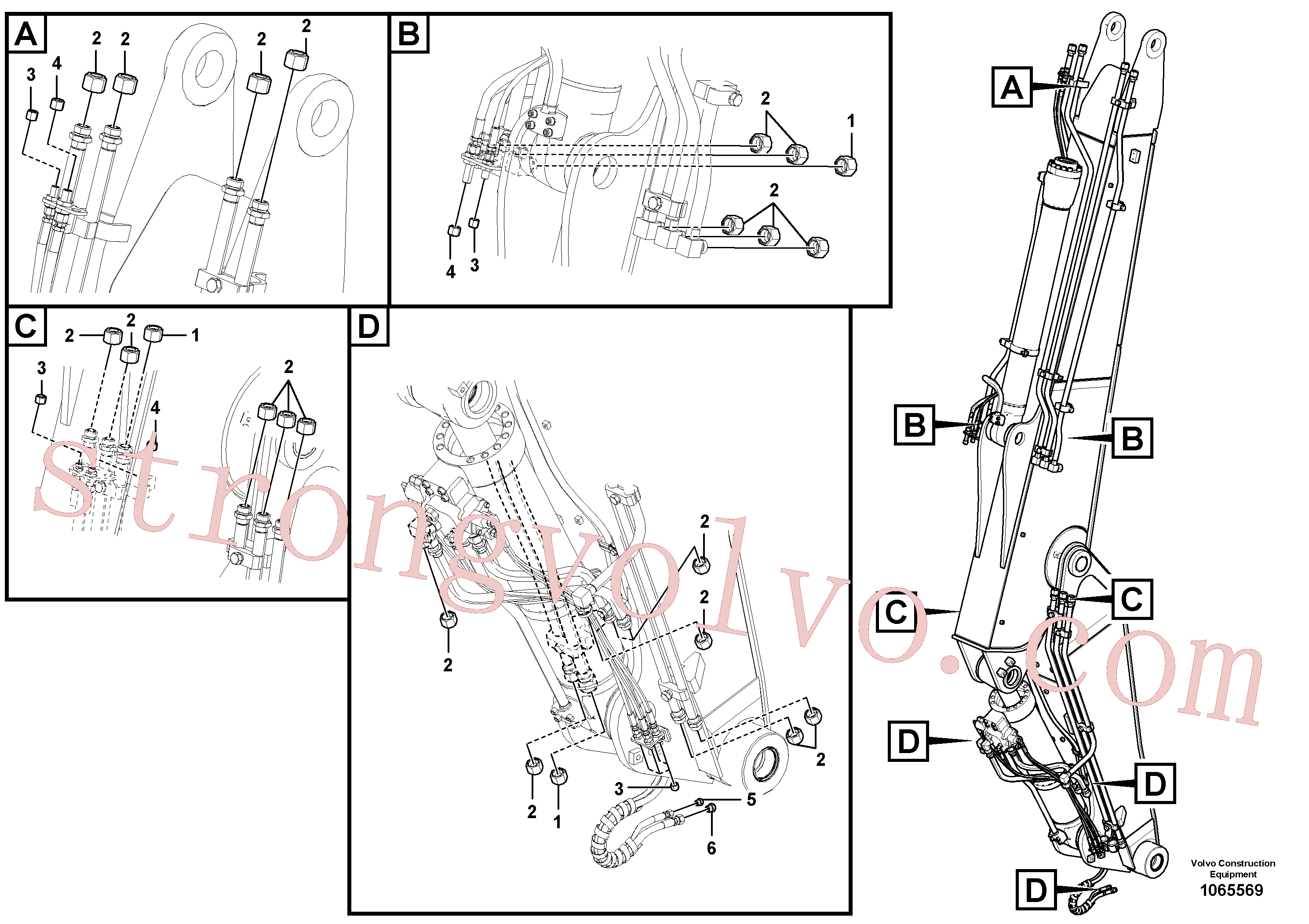 VOE935650 Volvo Hidráulica de serviço, cilindro do braço de afundamento na lança ajustável(1065569 Montagem)