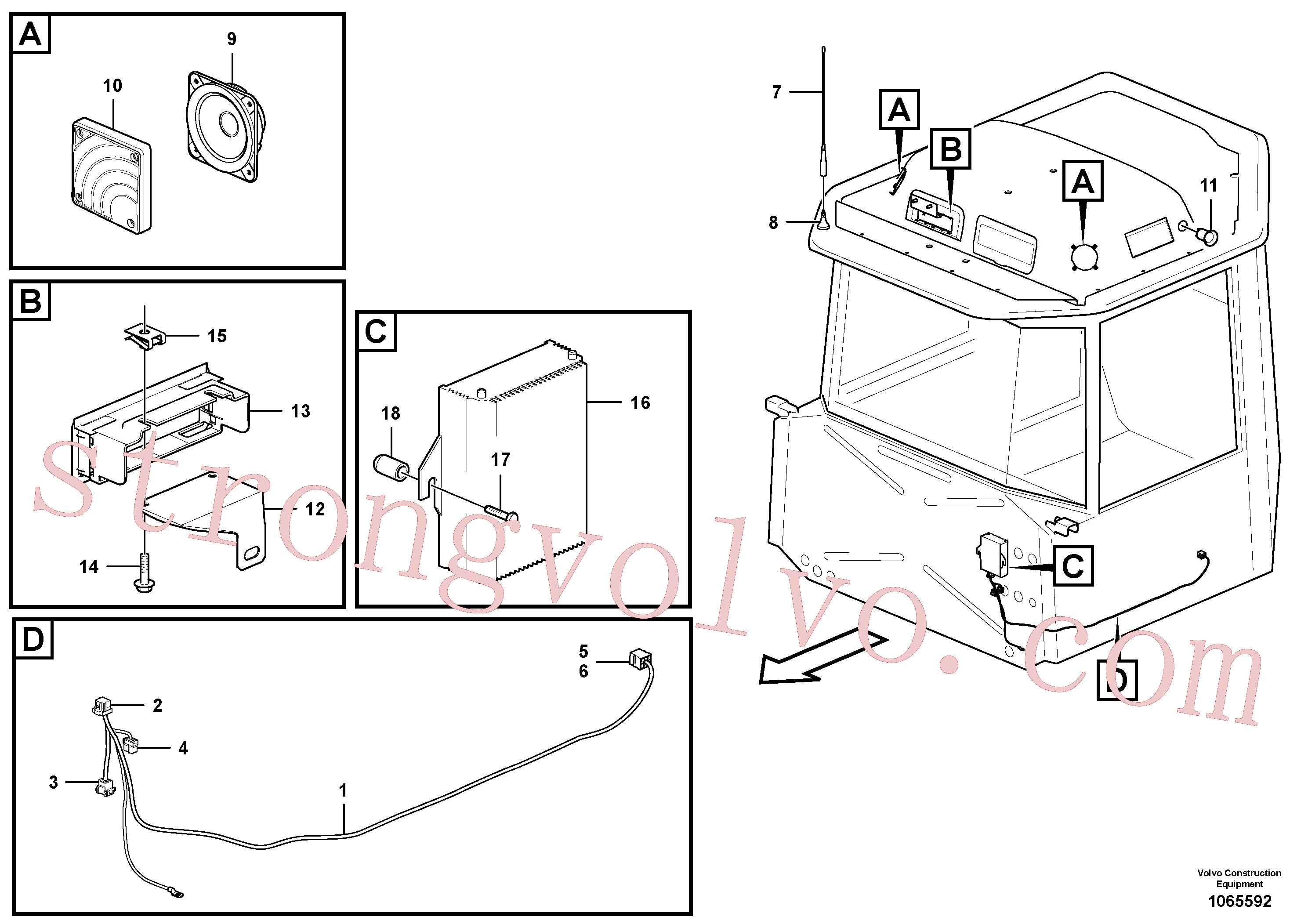 VOE15155016 Volvo Conversor de tensão e cablagem para o rádio(1065592 Montagem)