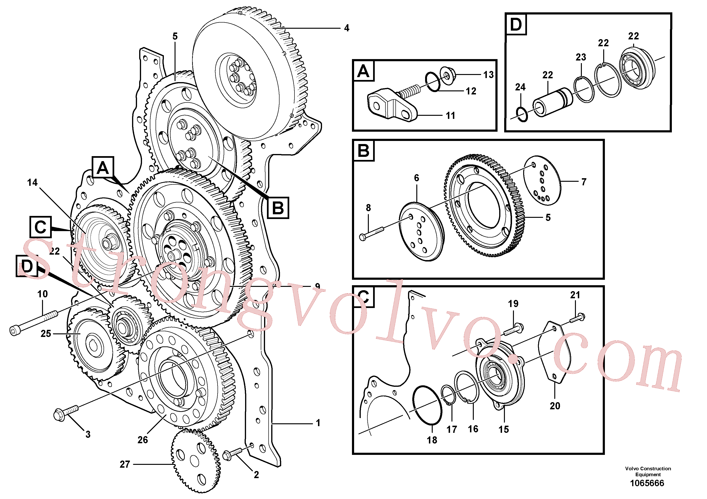 ZM7094911 Volvo Carretos e caixa da engrenagem de distribuição(1065666 Montagem)