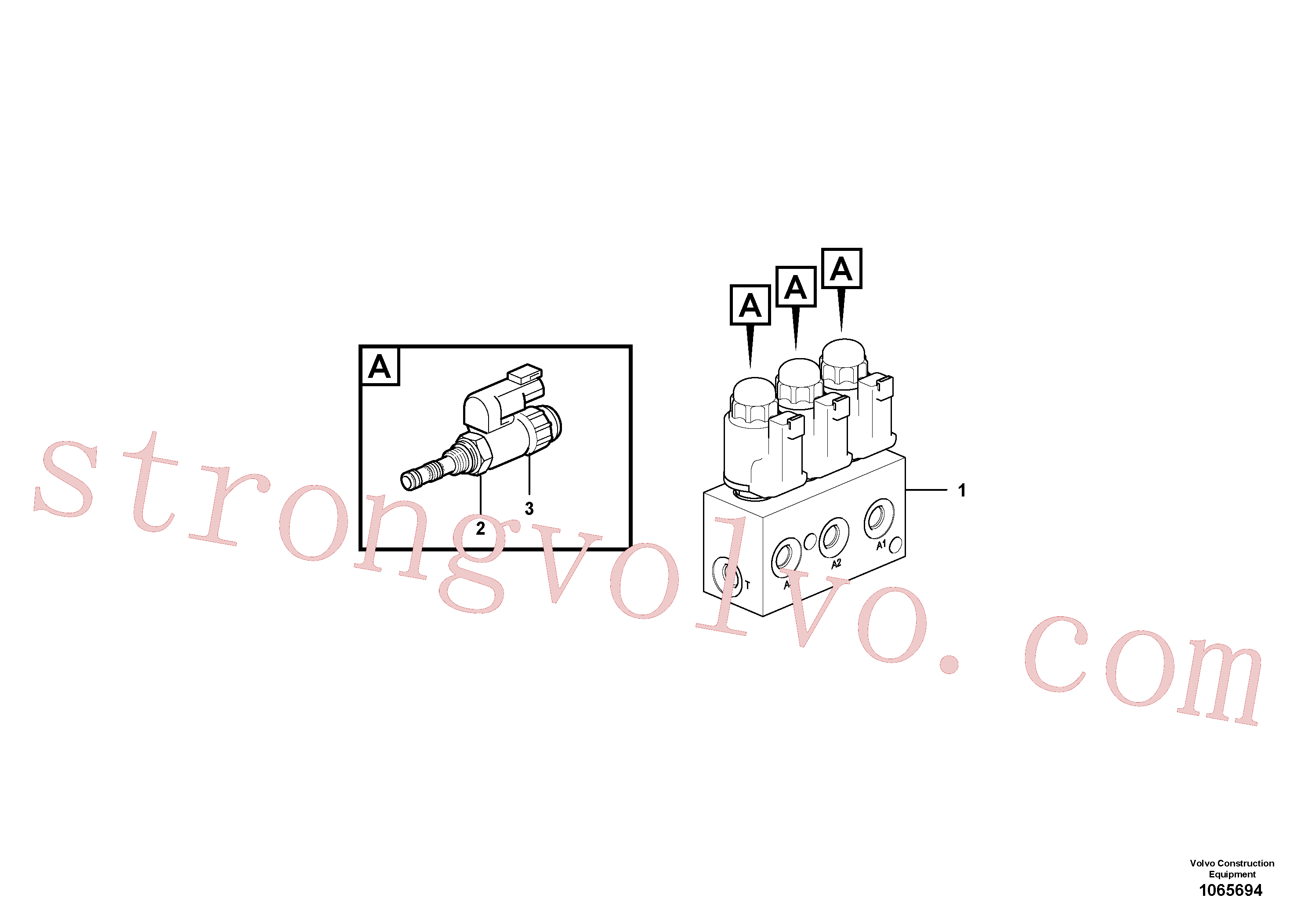 VOE11708658 Volvo Sistema servomotor, tubagem da válvula de comando(1065694 Montagem)