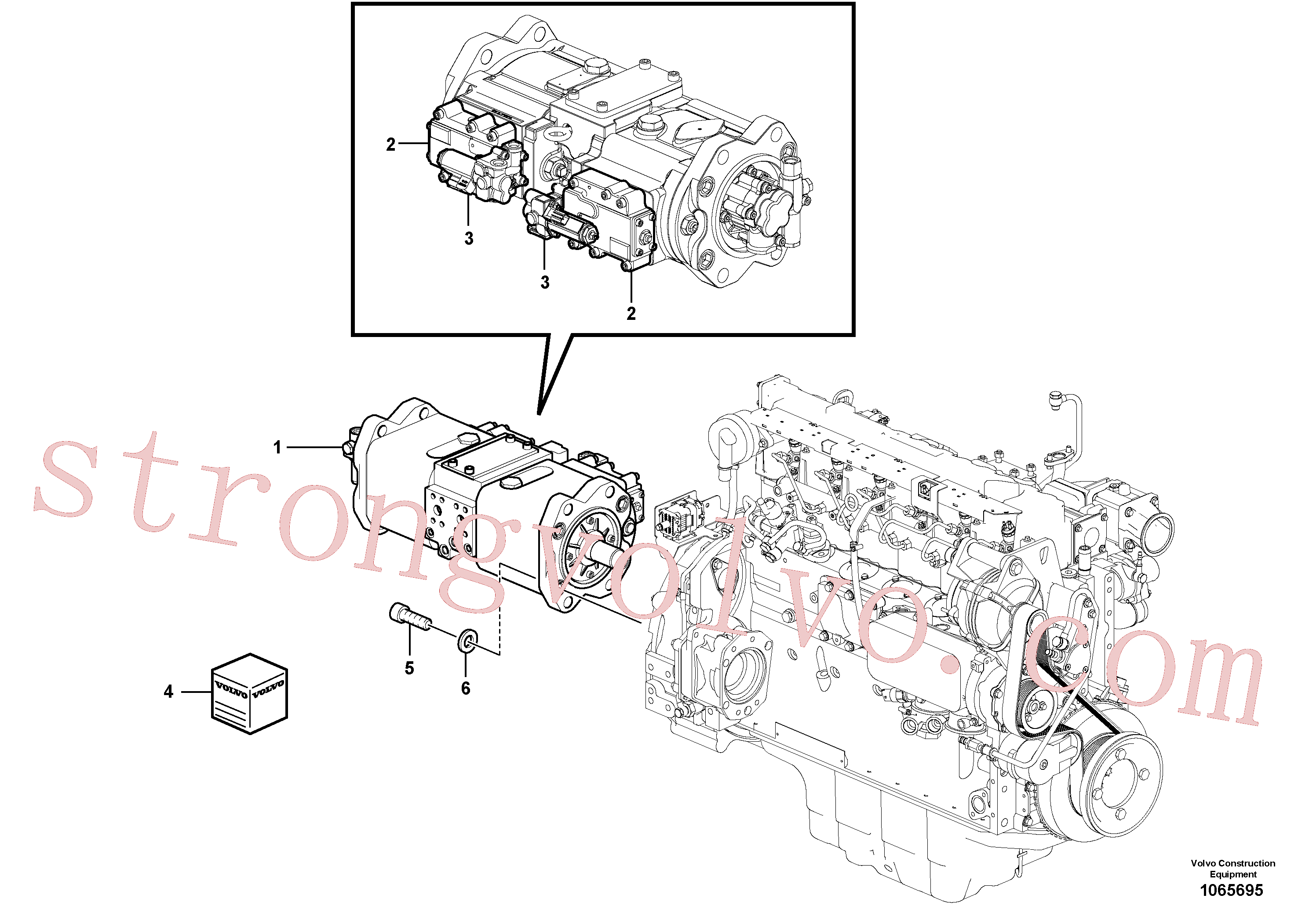 VOE14596393 Volvo Instalação da bomba(1065695 Montagem)