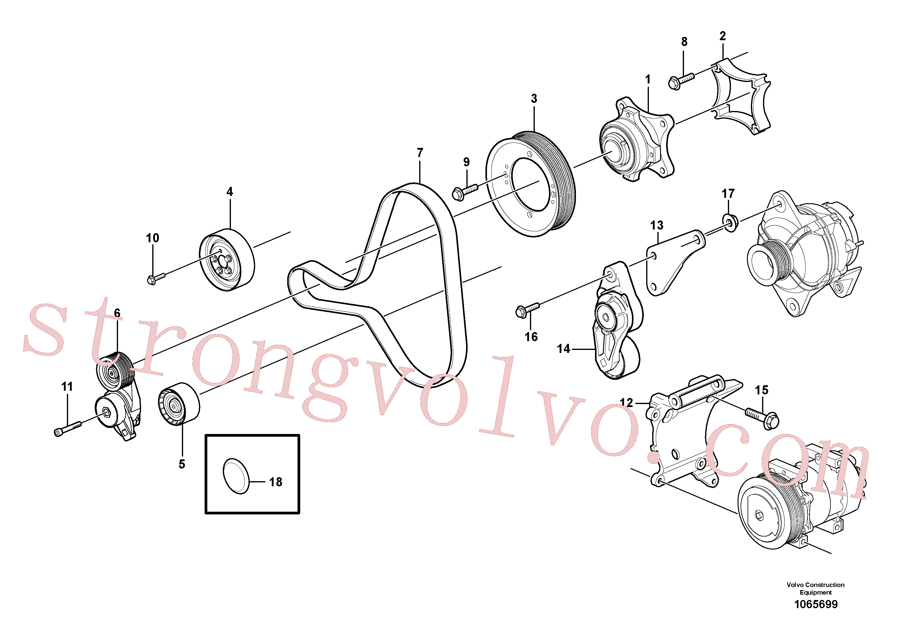 VOE959245 Volvo Transmissão de correia, polia(1065699 Montagem)