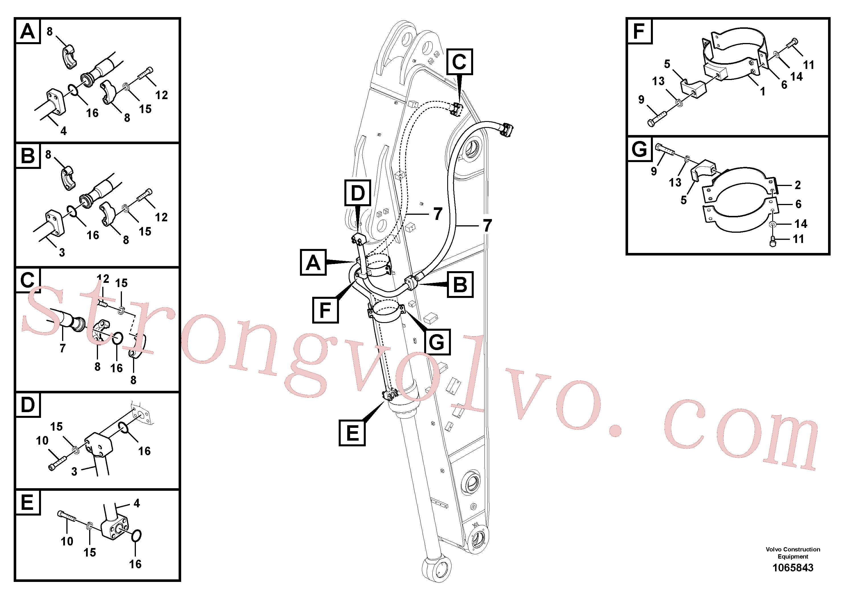 VOE955926 Volvo Hidráulica de serviço, cilindro do balde no braço de afundamento(1065843 Montagem)