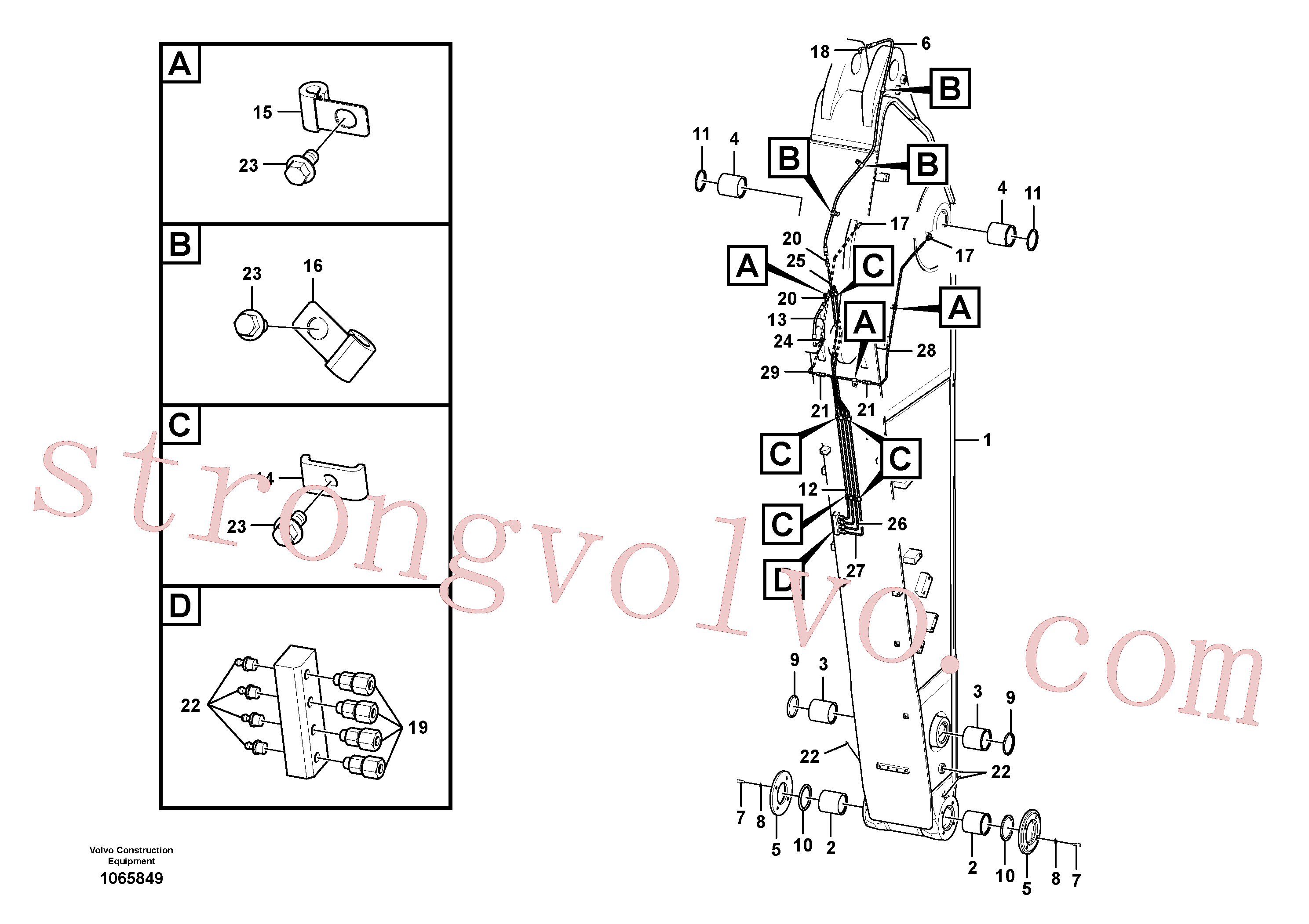 VOE14570259 Volvo Tubagem de massa e do braço de afundamento com sede da tubagem(1065849 Montagem)