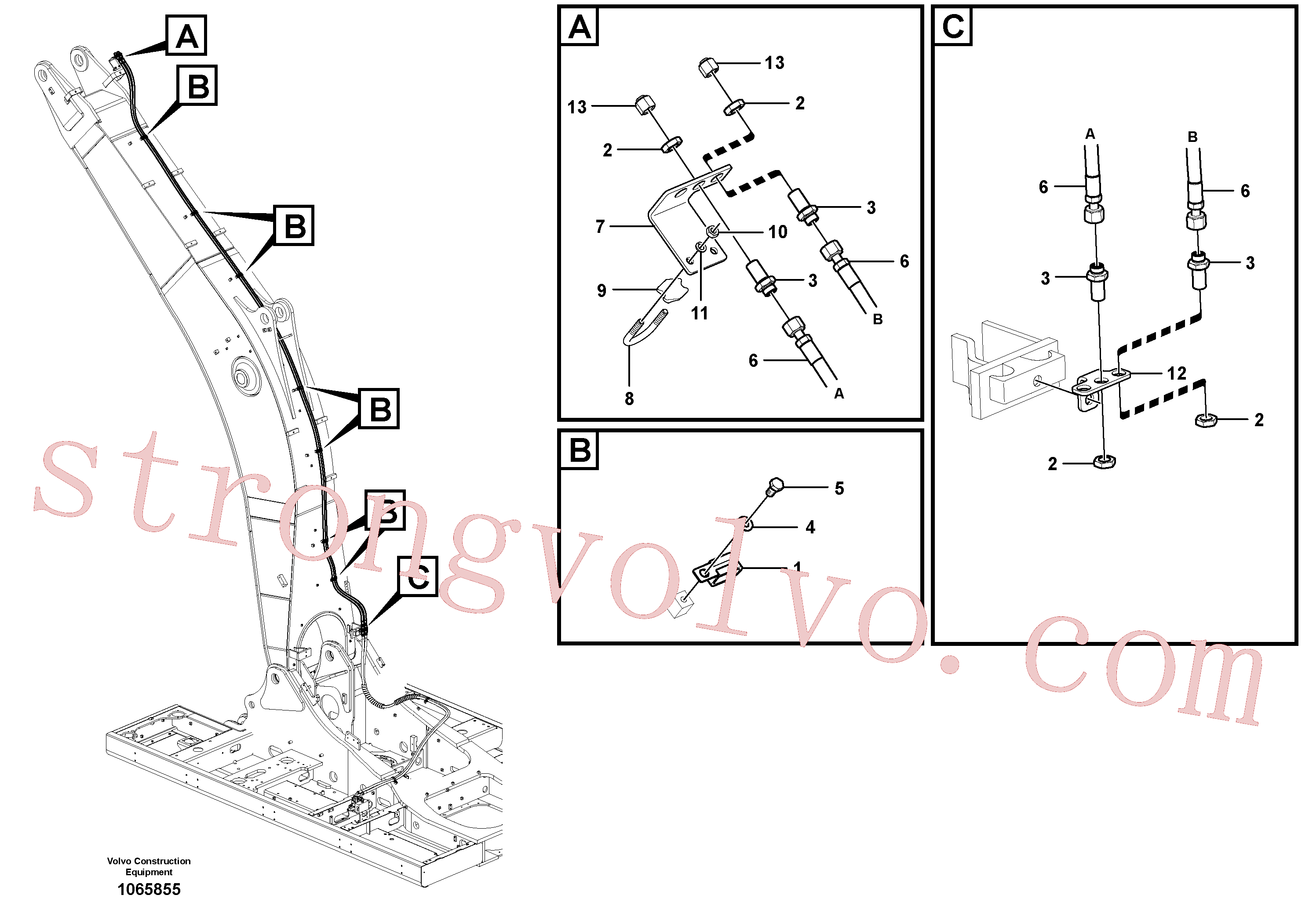 VOE14880634 Volvo Hidráulica de serviço, inclinação e rotor na lança(1065855 Montagem)