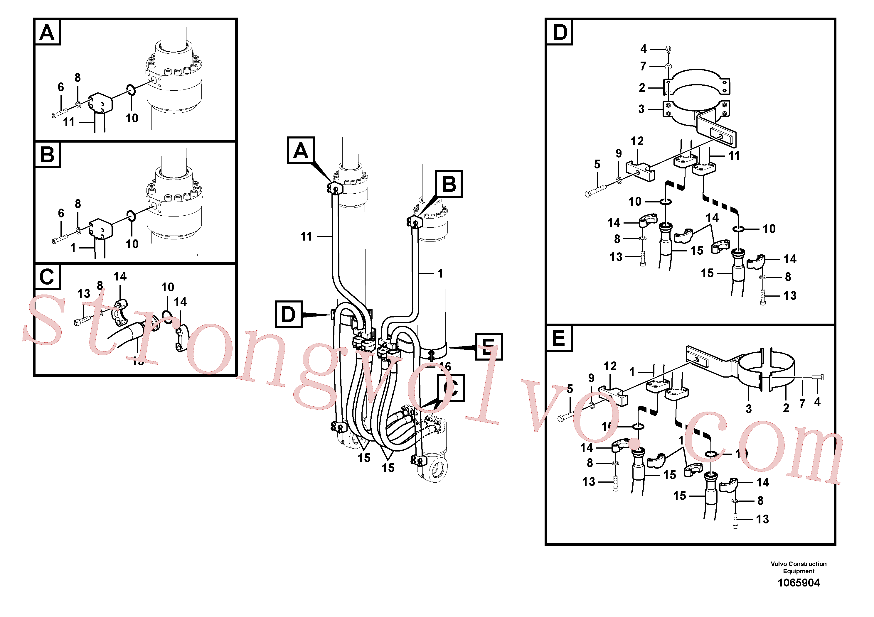 SA1174-58250 Volvo Hidráulica de serviço, cilindro da lança(1065904 Montagem)