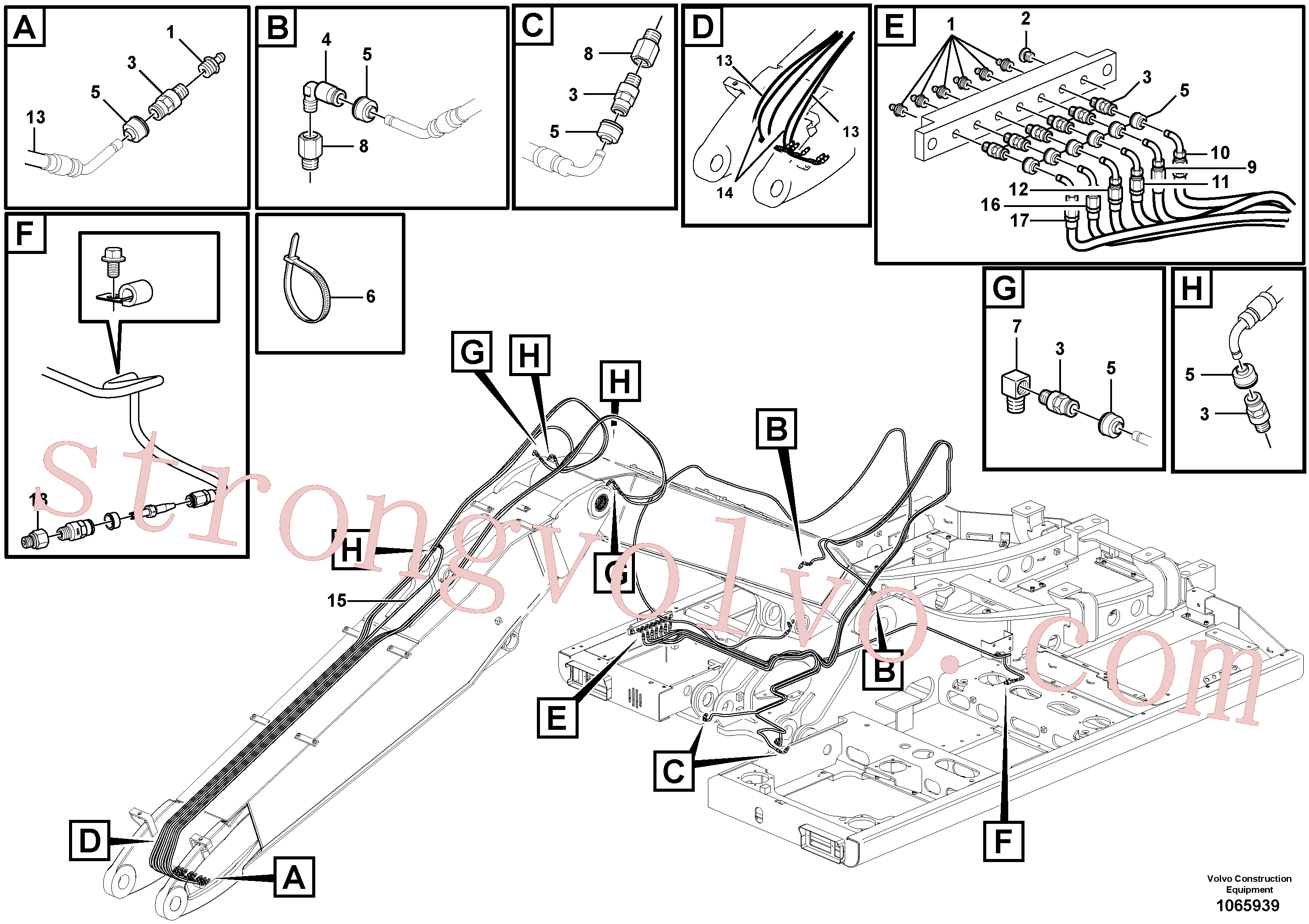 VOE14388909 Volvo Tubagem de massa(1065939 Montagem)