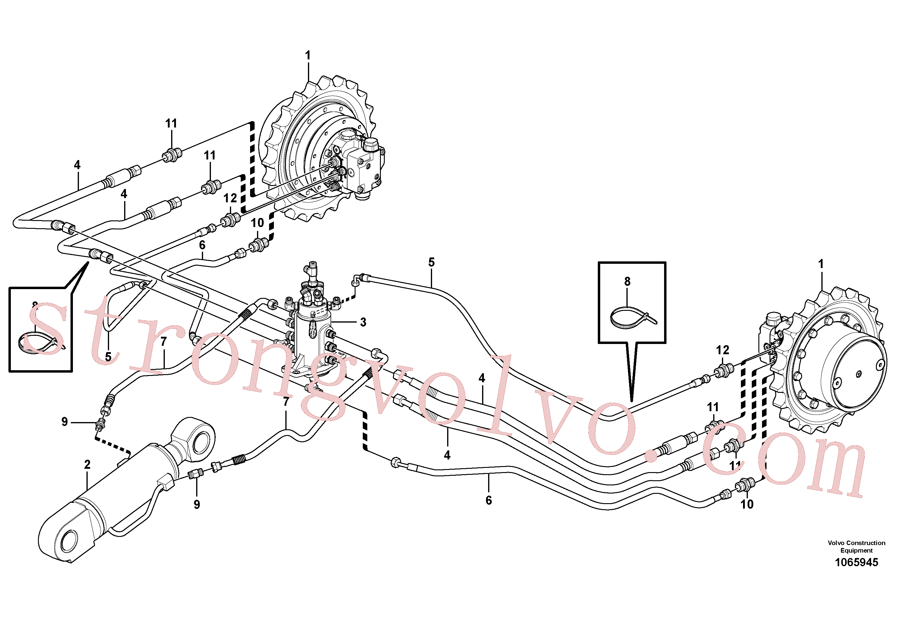 VOE11809210 Volvo Circuito hidráulico (estrutura inferior)(1065945 Montagem)