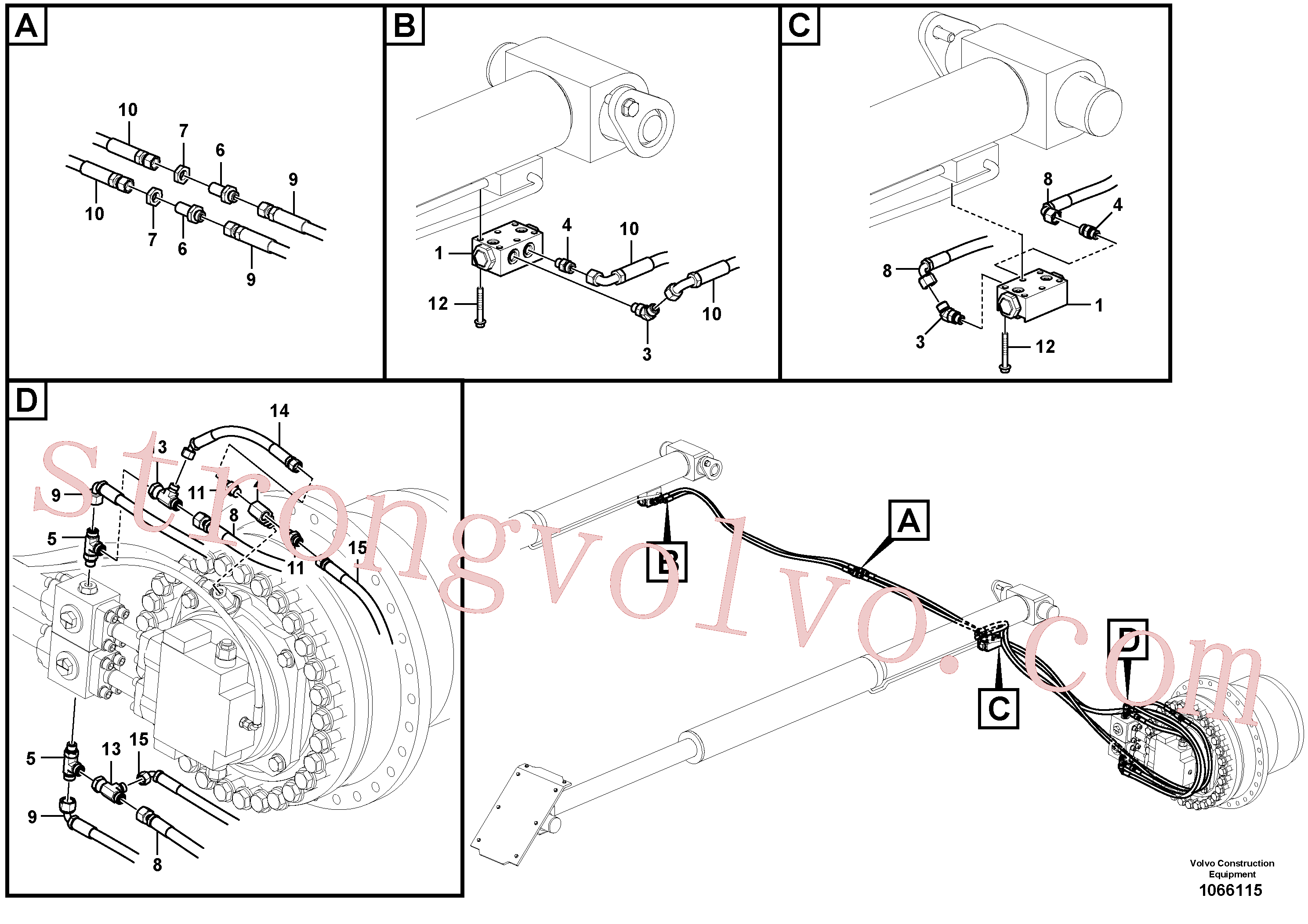 VOE15108815 Mangueira completa Volvo escavadeira