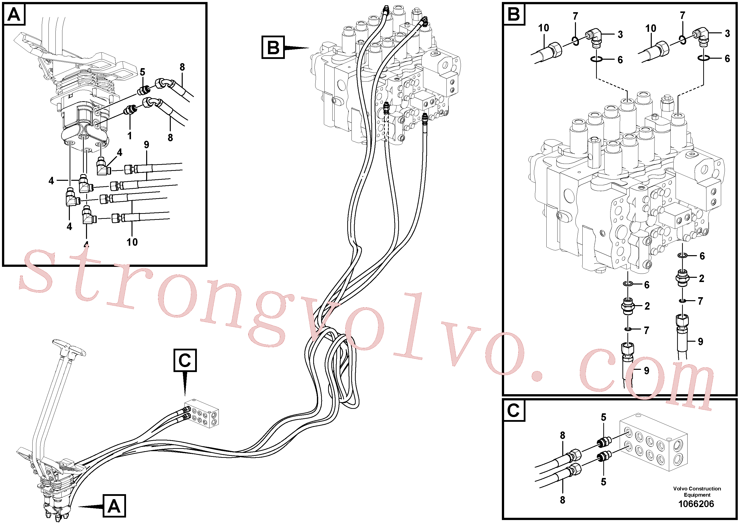 VOE15099302 Volvo Sistema servomotor, válvula de comando para pedal da válvula de comando(1066206 Montagem)