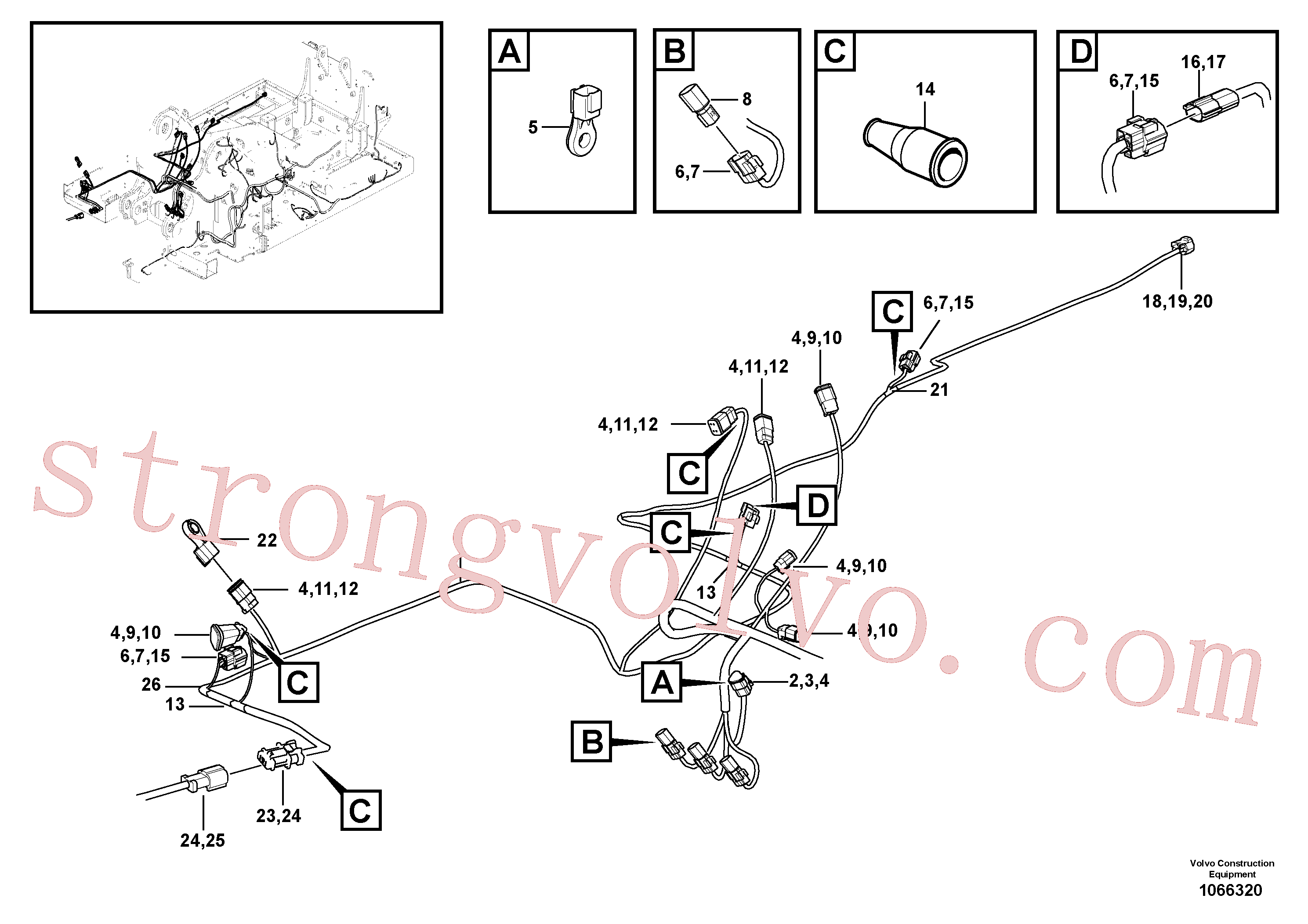 Volvo Montagem VOE14569605 Suporte de cabo Acessórios