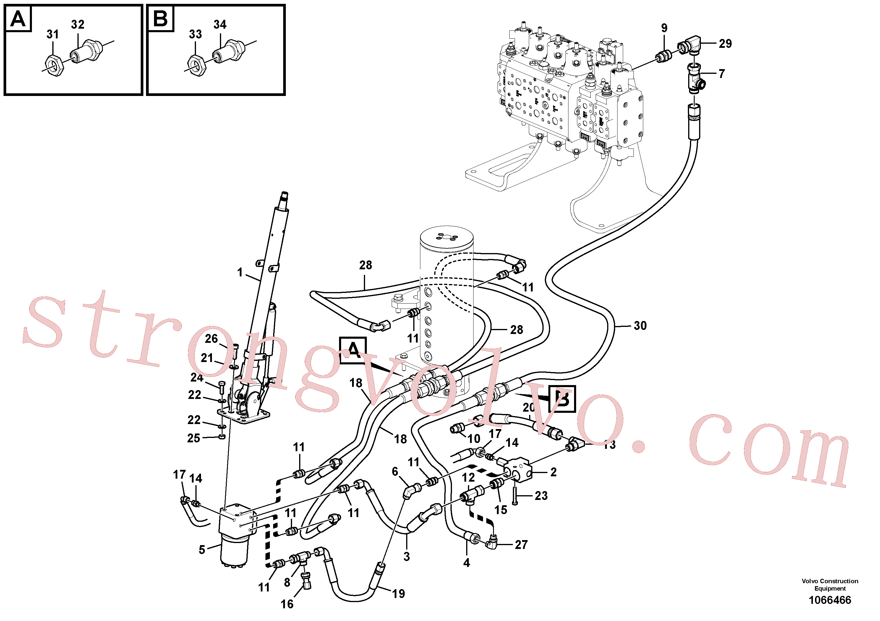 VOE937254 Volvo Sistema hidráulico, linha da direcção(1066466 Montagem)