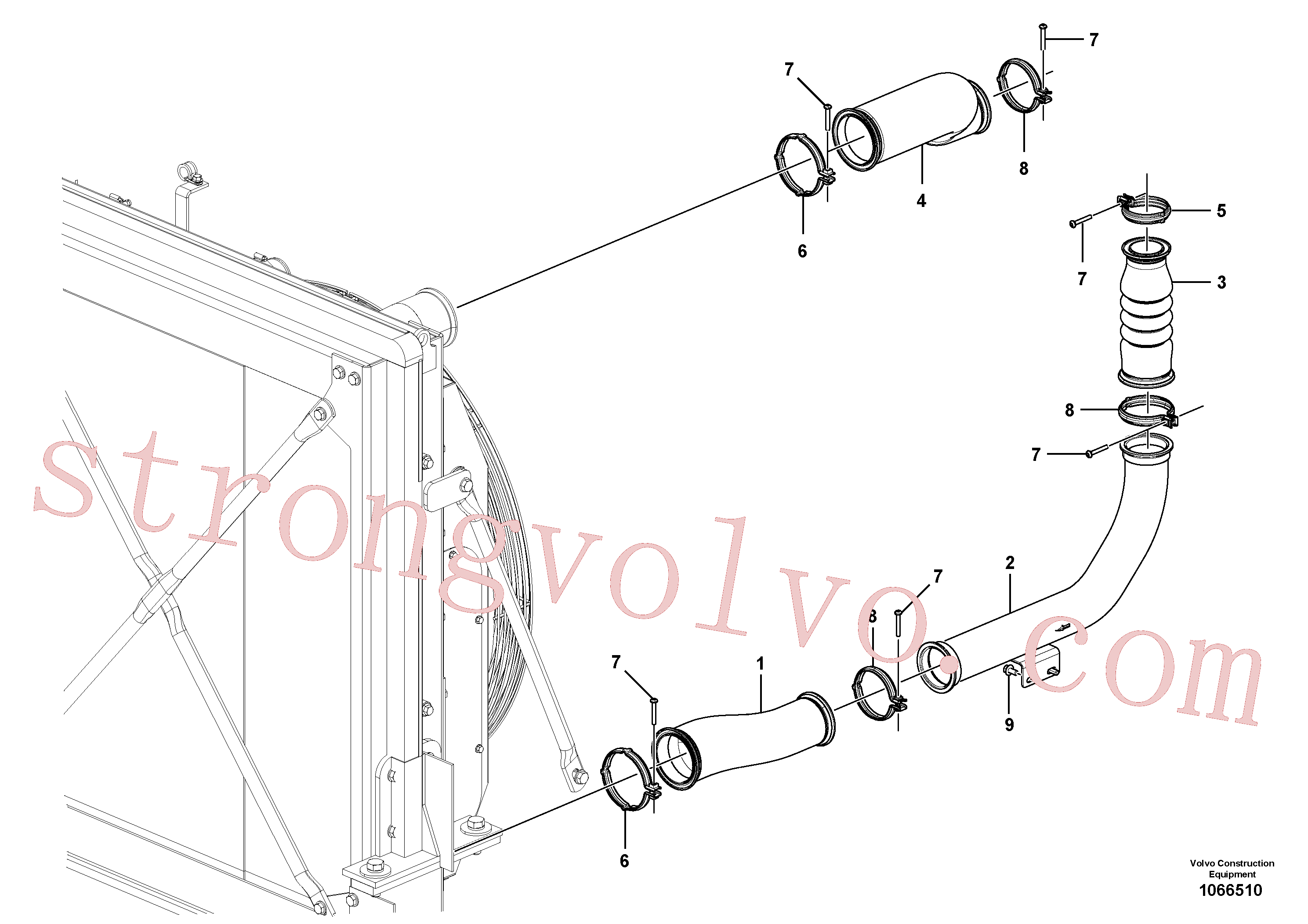 VOE969589 Volvo Arrefecedor de ar comprimido, tubagem(1066510 Montagem)