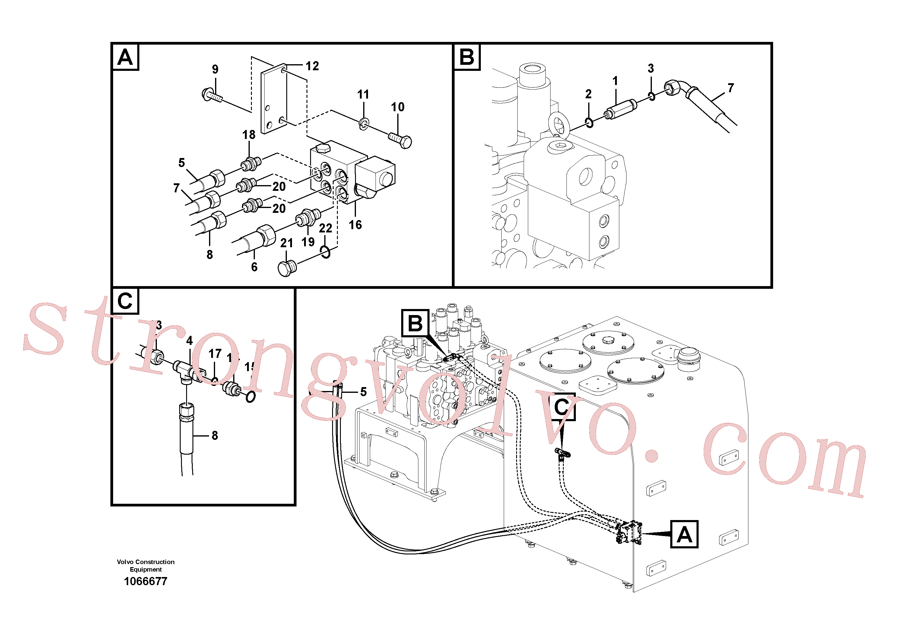 VOE15800391 Volvo Hidráulica de serviço, encaixe rápido na estrutura superior(1066677 Montagem)