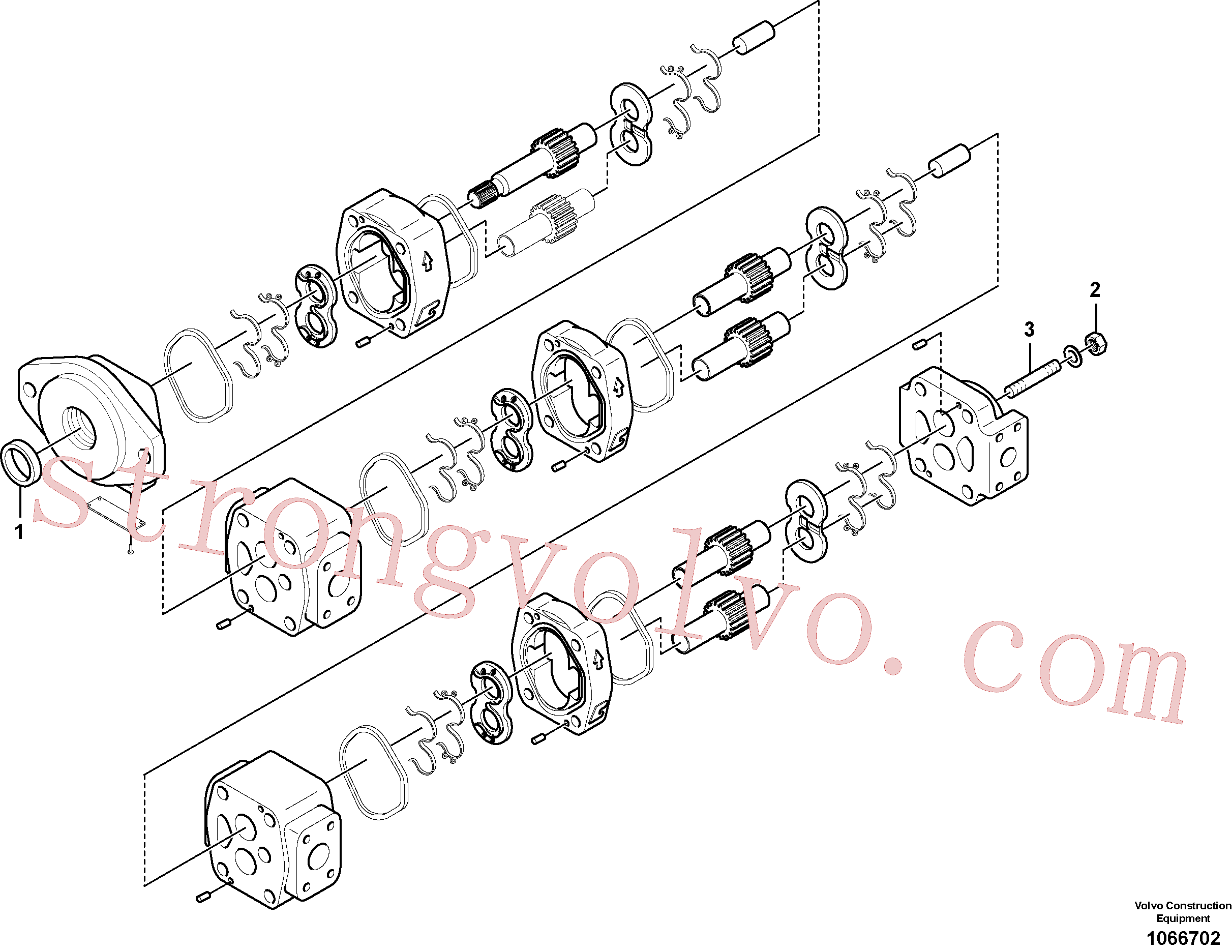 SA9181-11800 Volvo Bomba de engrenagens hidráulica para montagem rápida e rotador(1066702 Montagem)