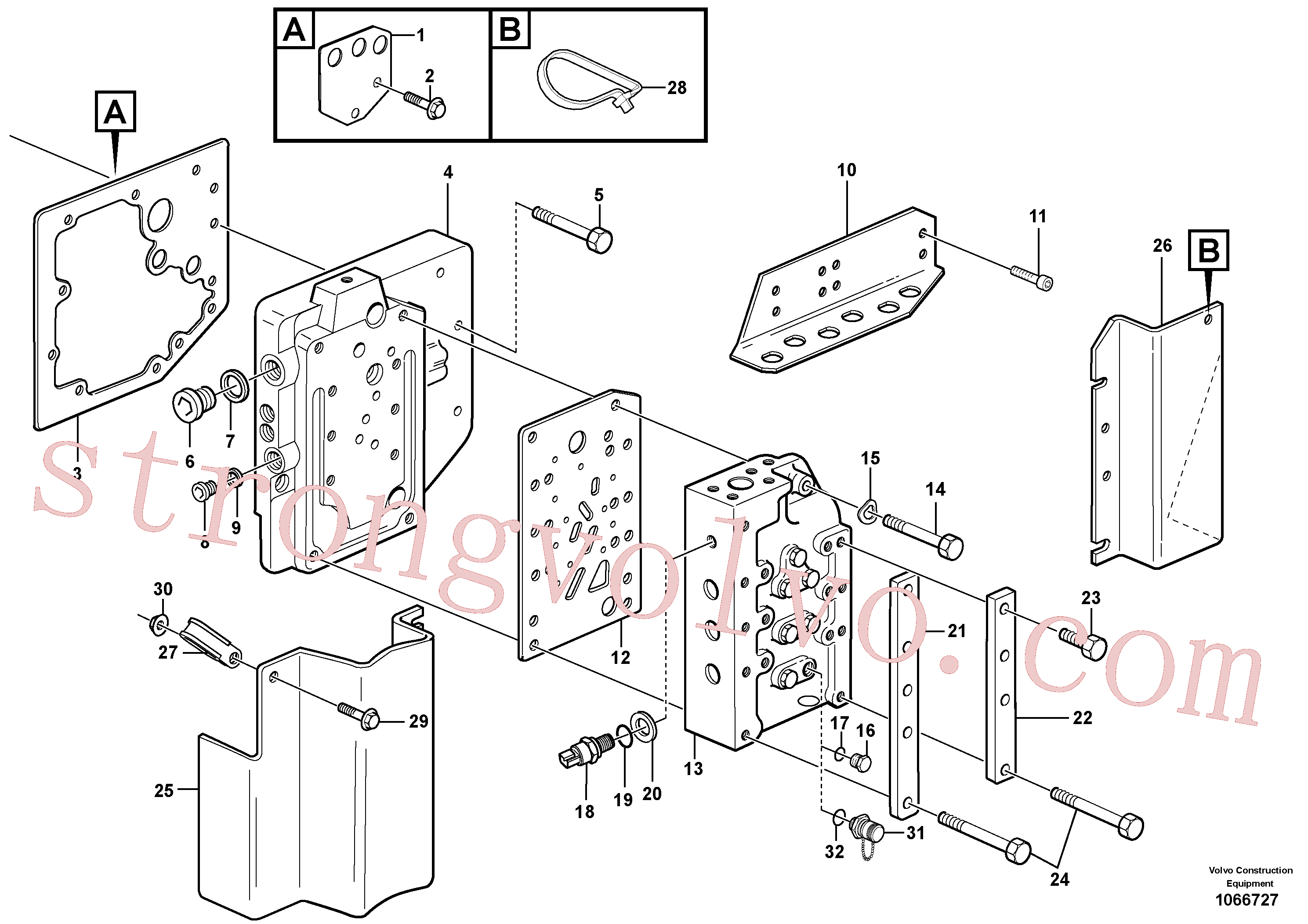 VOE936441 Volvo Válvula do selector de gama com acessórios(1066727 Montagem)