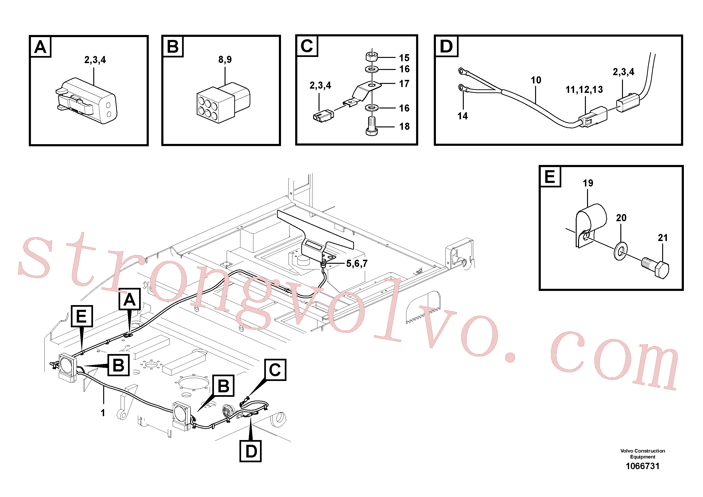 PJ5090107 Volvo Cablagem, dianteira(1066731 Montagem)