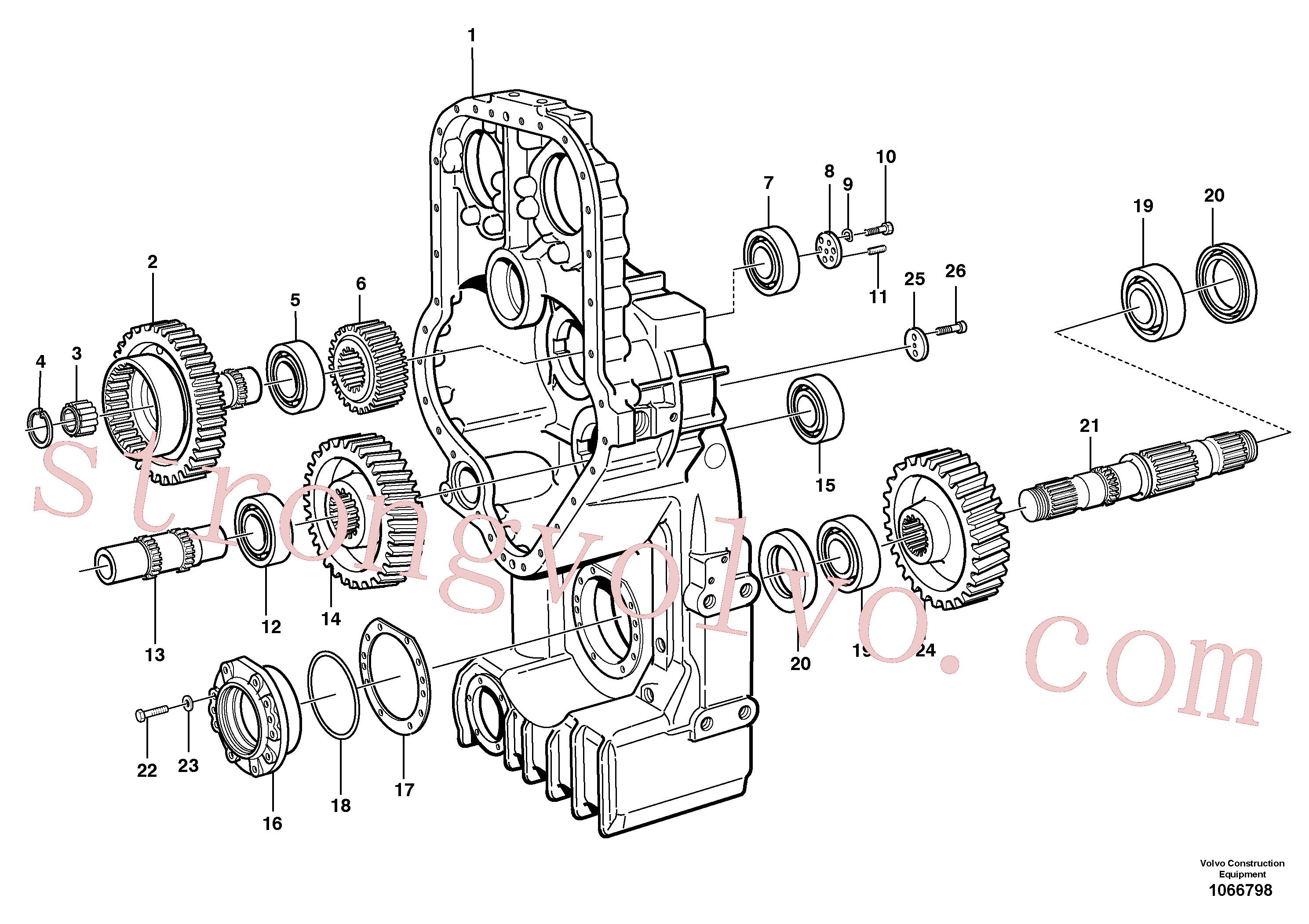 VOE184167 Volvo Caixa de transferência, engrenagens e veios(1066798 Montagem)