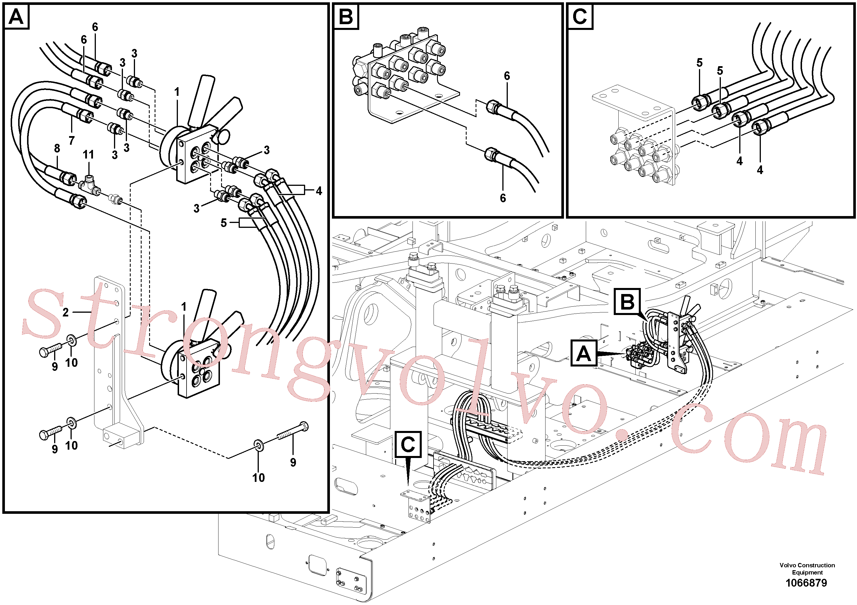 VOE938210 Volvo Sistema servomotor, mudança da função da alavanca(1066879 Montagem)