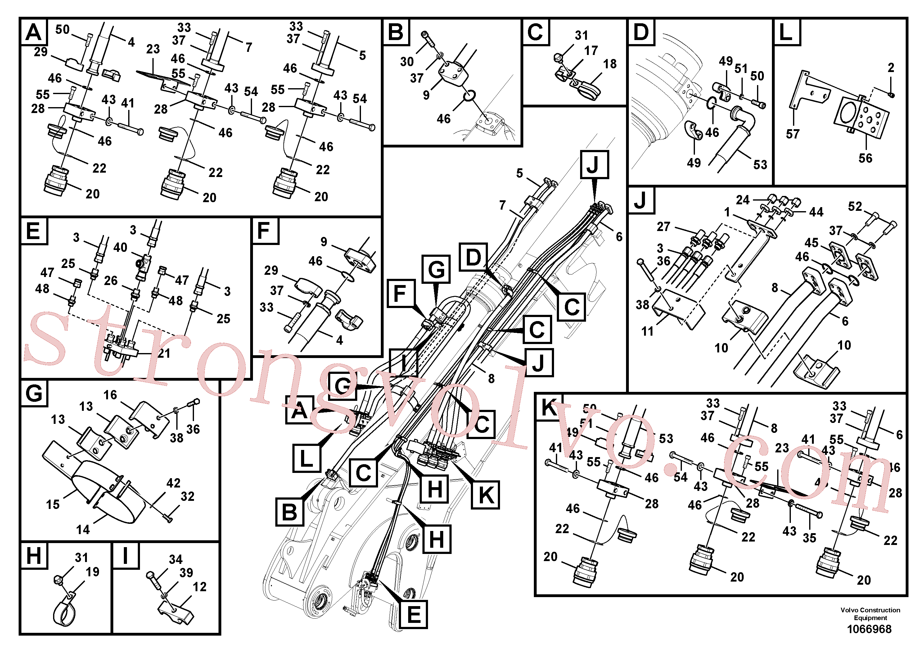 VOE14653810 Volvo Hidráulica de serviço, cilindro do braço de afundamento na lança.(1066968 Montagem)