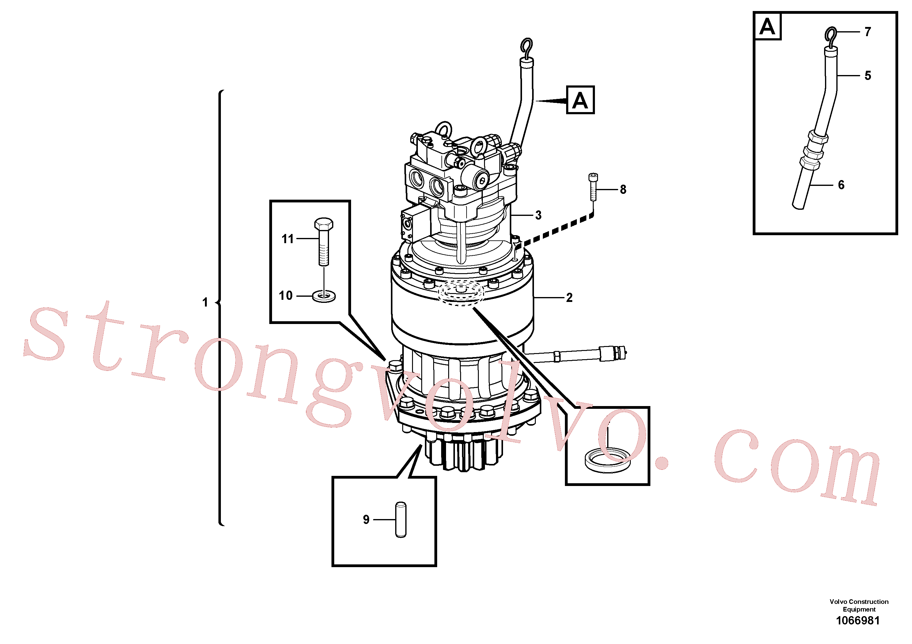 VOE14552686 Volvo Motor de rotação com peças de montagem(1066981 Montagem)