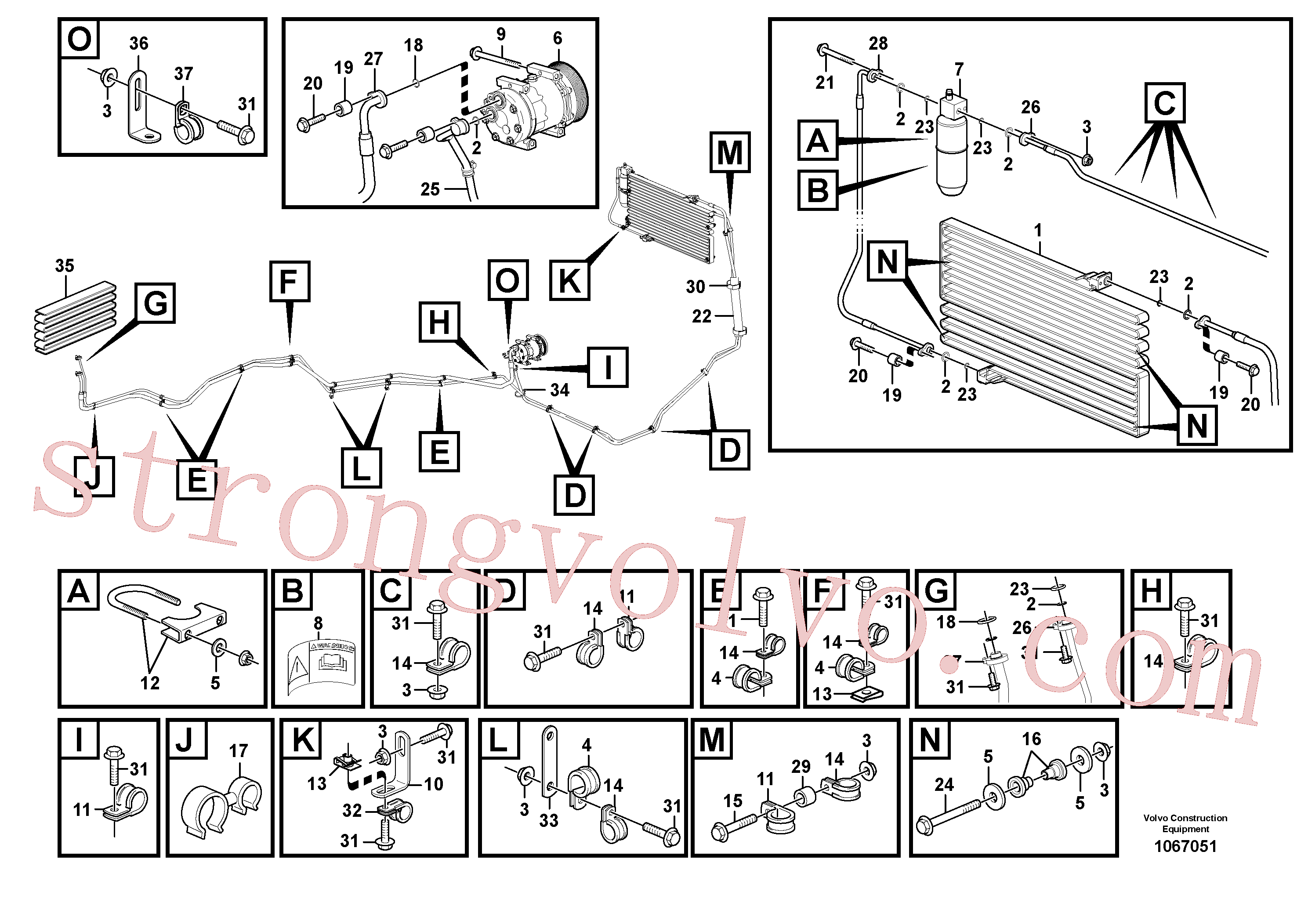 VOE4945309 Volvo Conjunto de mangueira: evaporador, receptor secador e condensador.(1067051 Montagem)