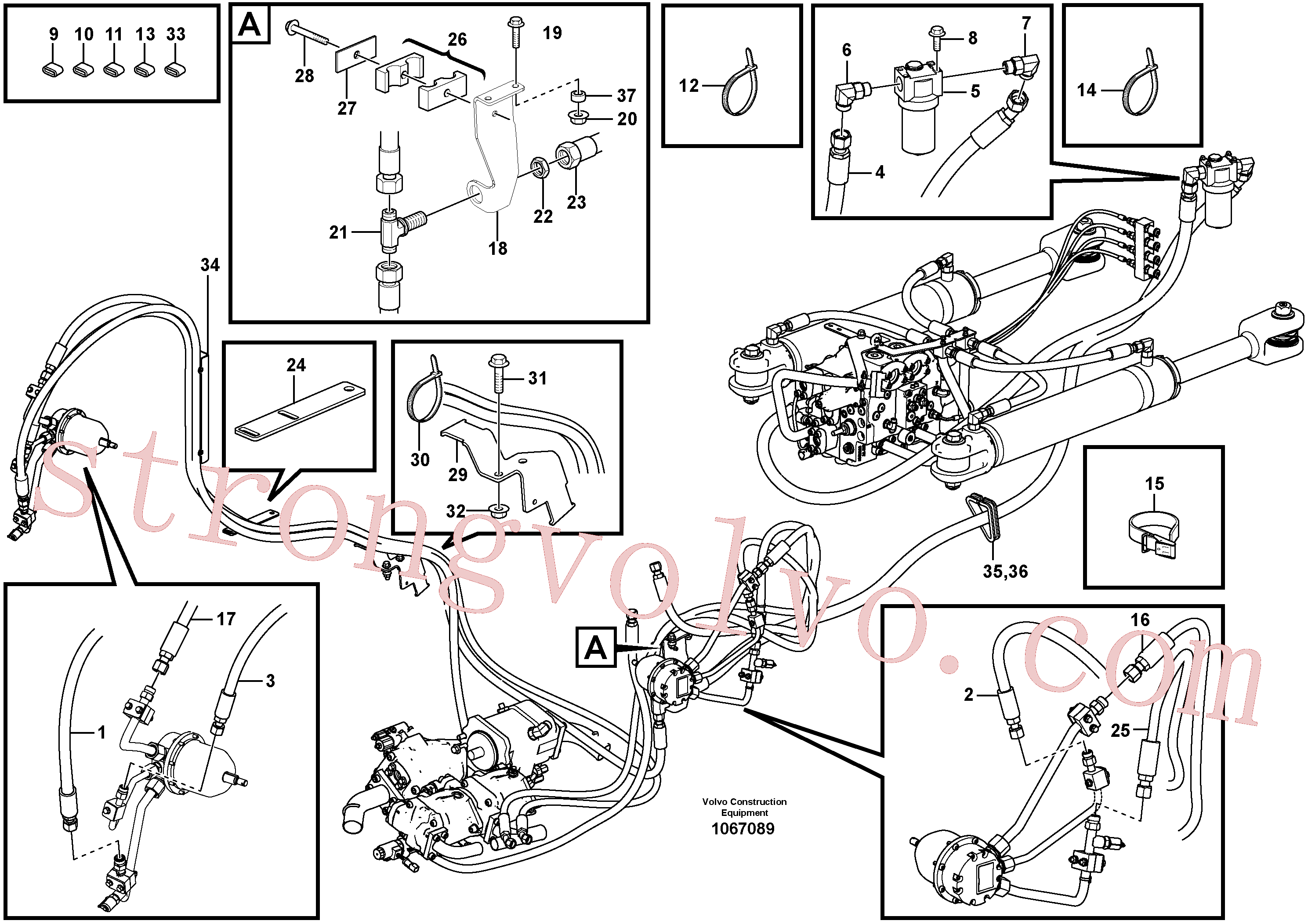VOE938244 Volvo Accionamento de ventilador(1067089 Montagem)