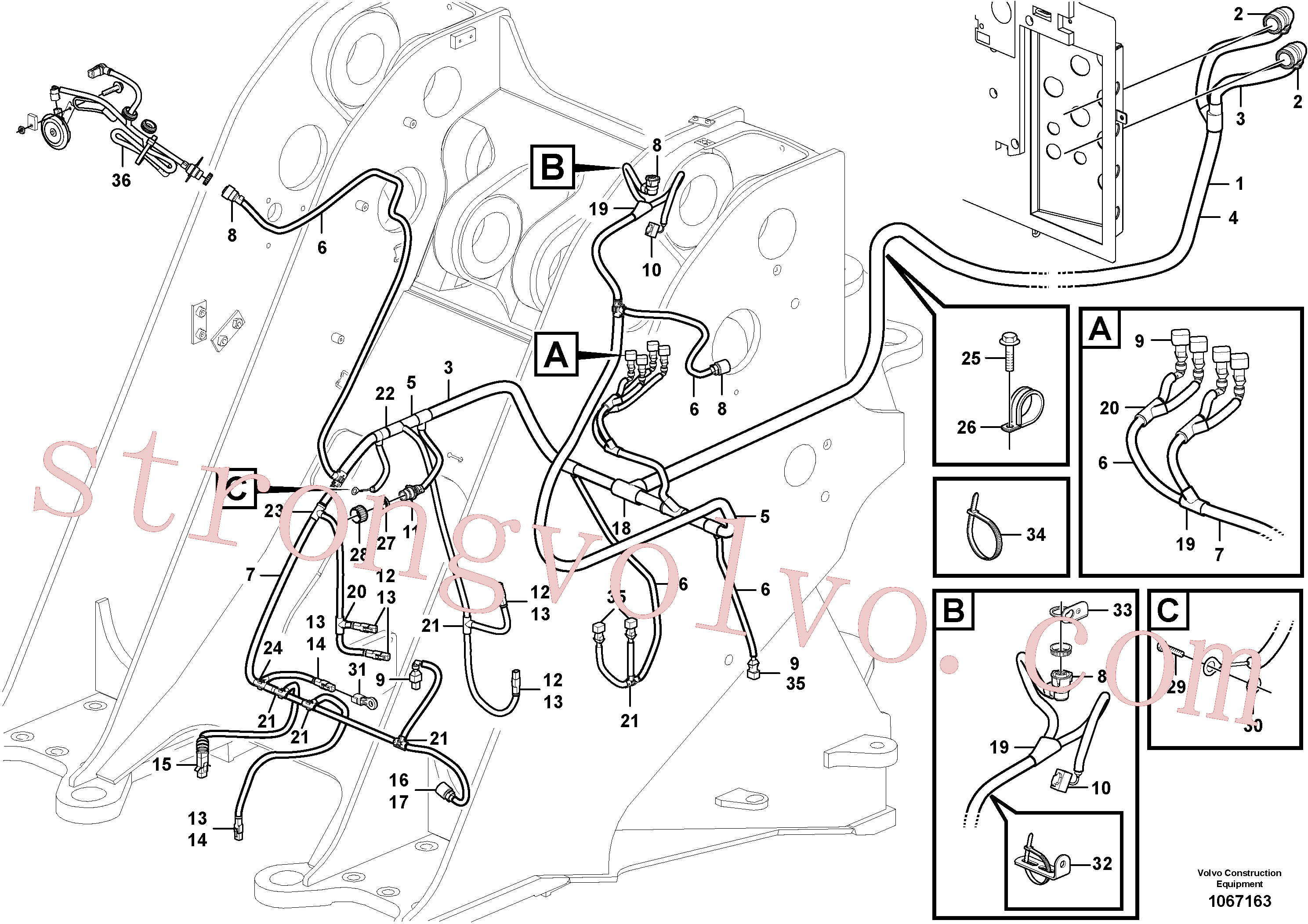 VOE4803751 Volvo Cablagem, dianteira(1067163 Montagem)