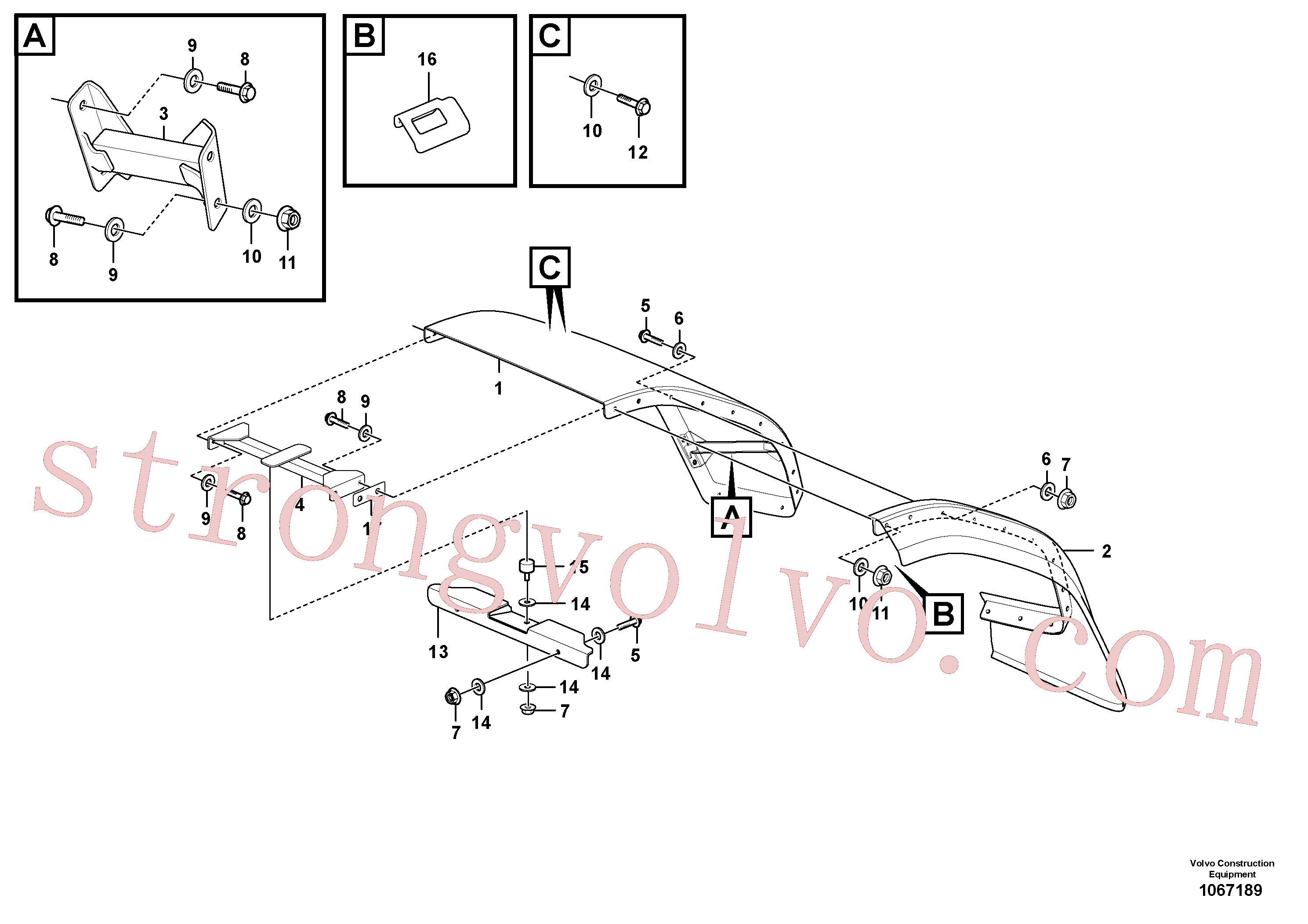 VOE925743 Volvo Kit de prolongamento para guarda-lamas standard, traseira, Guarda-lamas, traseiro(1067189 Montagem)