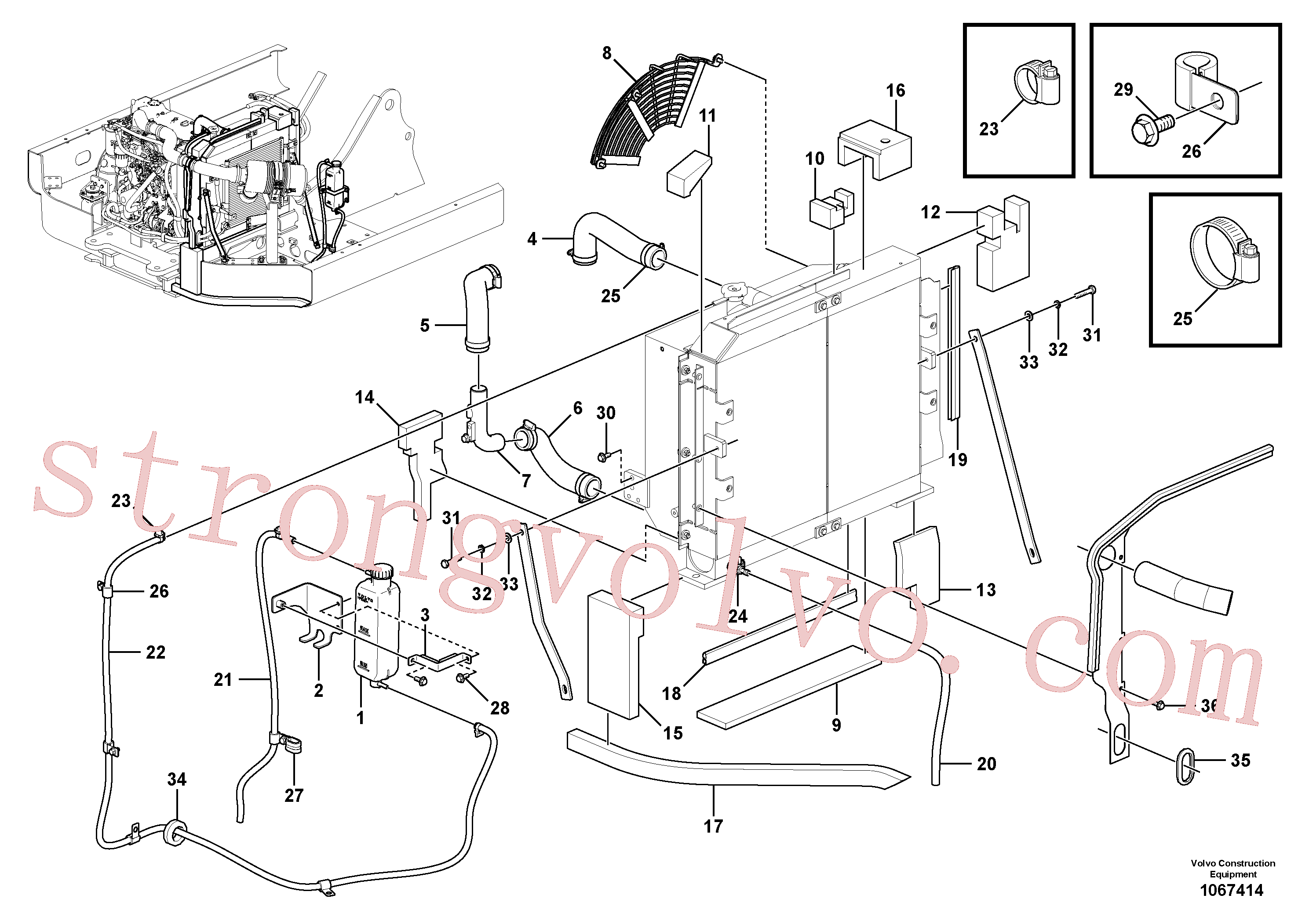 VOE14882571 Volvo Sistema de arrefecimento(1067414 Montagem)