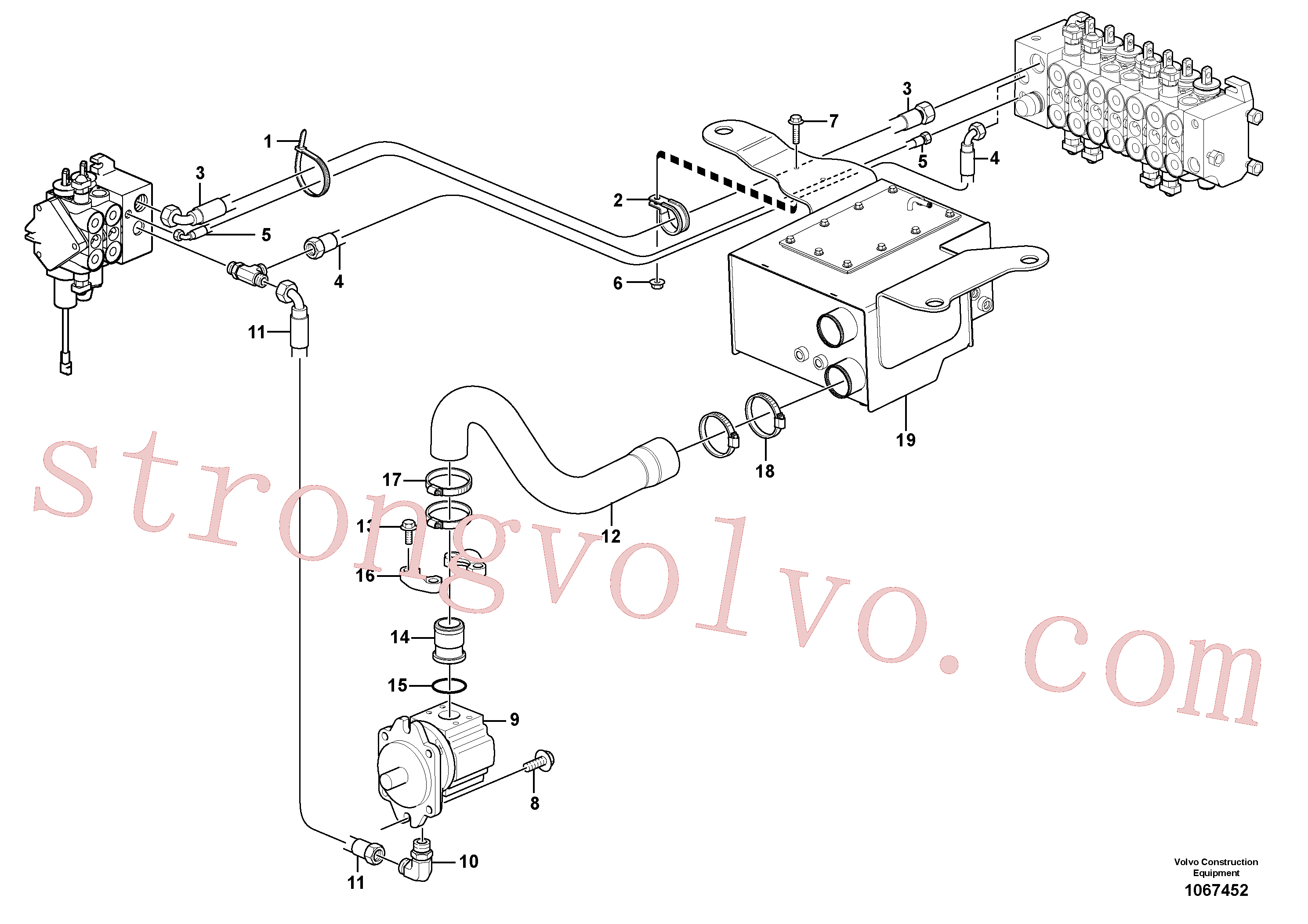VOE937618 Volvo Sistema hidráulico, linha de sucção(1067452 Montagem)