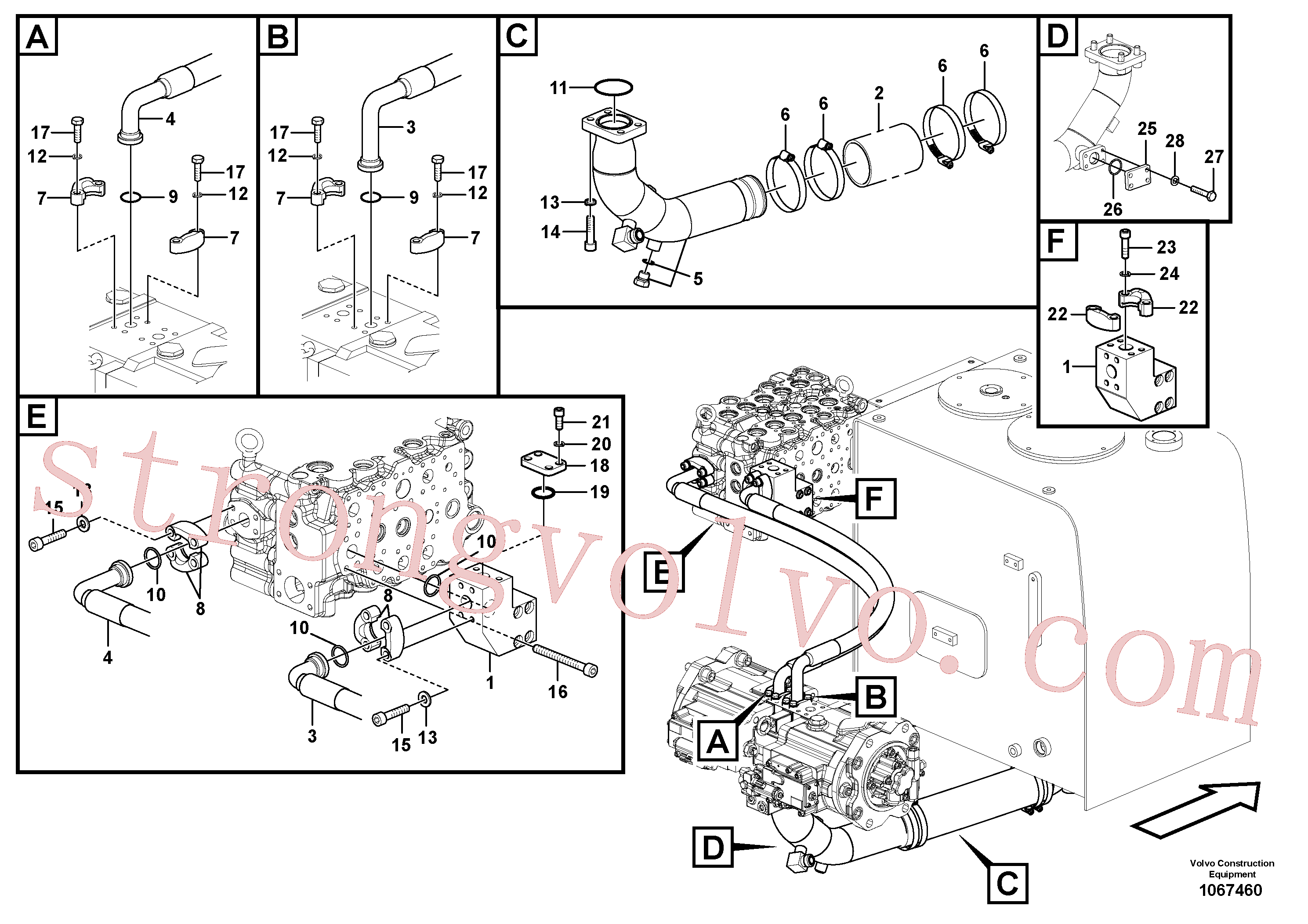 VOE14533500 Volvo Sistema hidráulico, tanque hidráulico para a bomba hidráulica(1067460 Montagem)