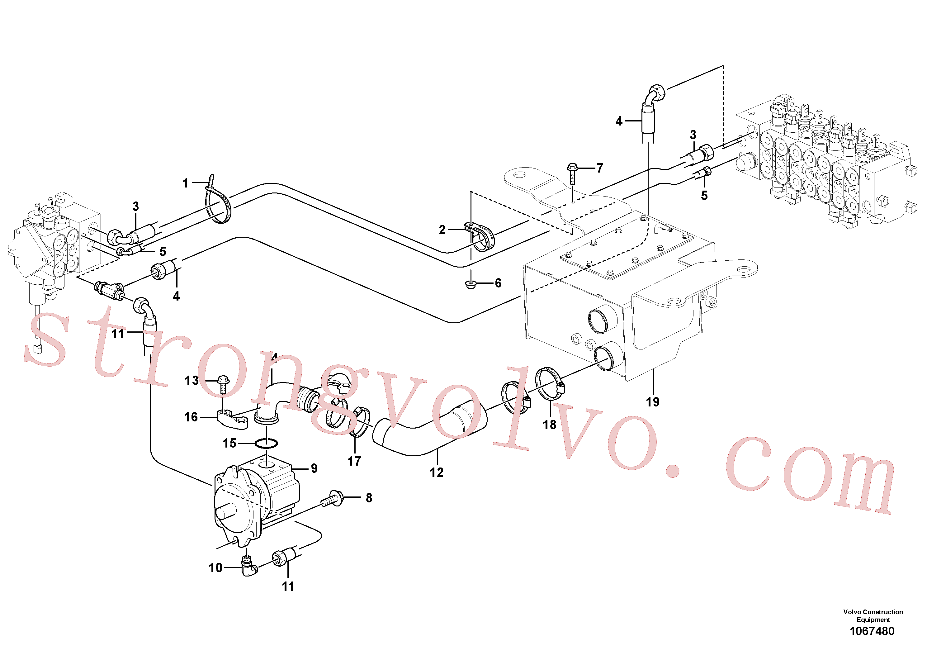 VOE949850 Volvo Sistema hidráulico, linha de sucção(1067480 Montagem)
