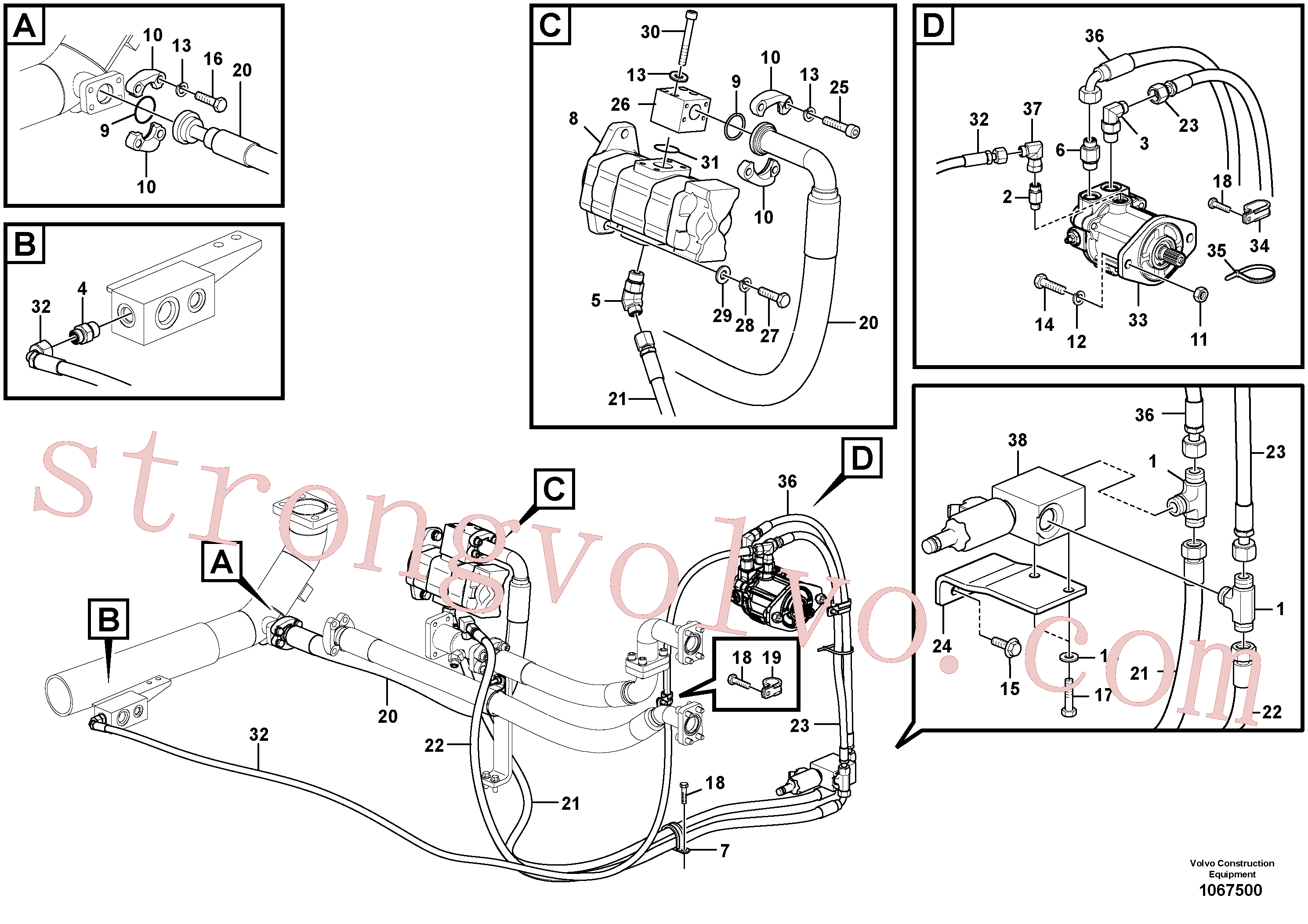 VOE15029548 Volvo Sistema hidráulico, sistema refrigerante do óleo(1067500 Montagem)