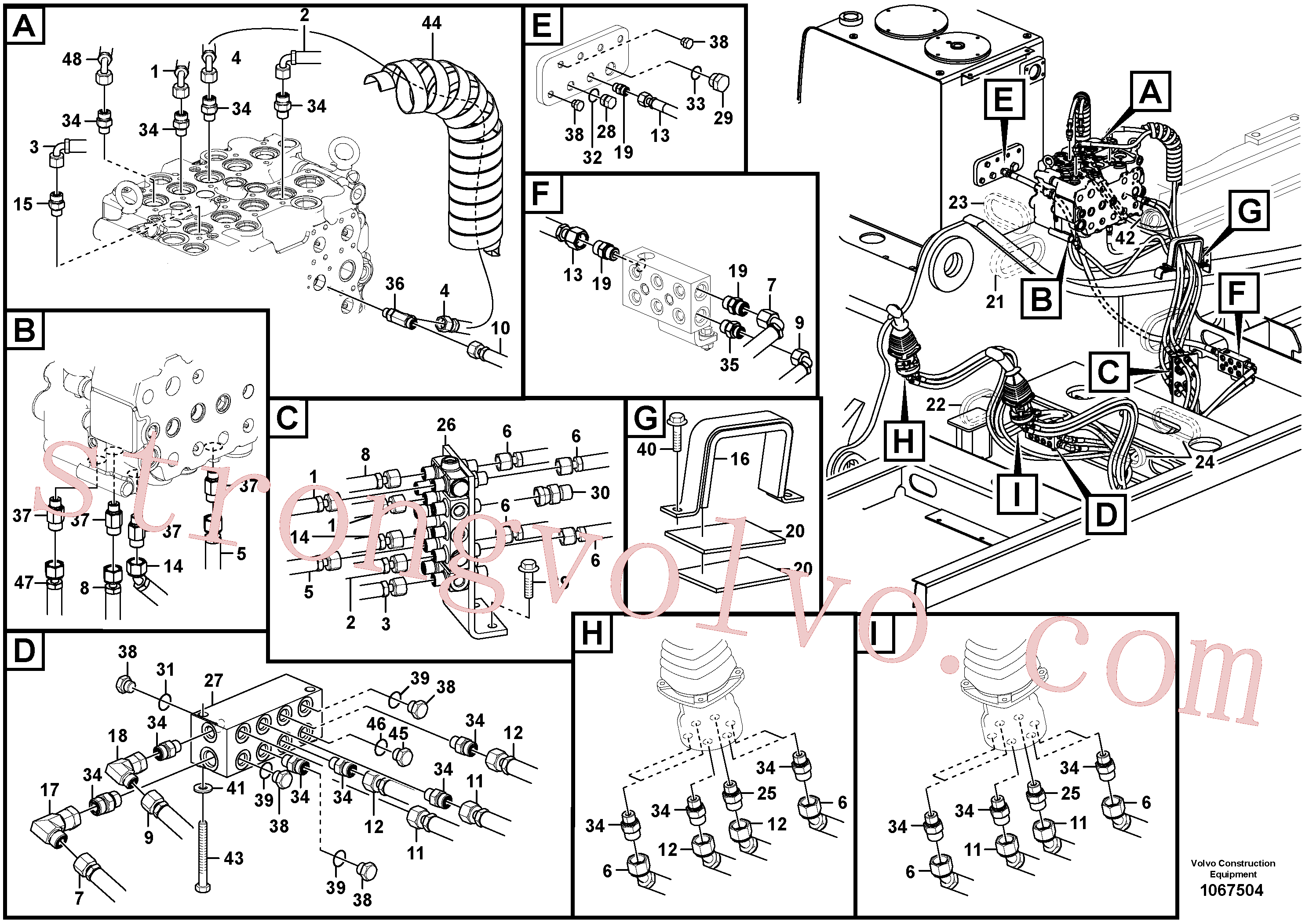 VOE937340 Volvo Sistema servomotor, válvula de comando para válvula de comando à distância(1067504 Montagem)