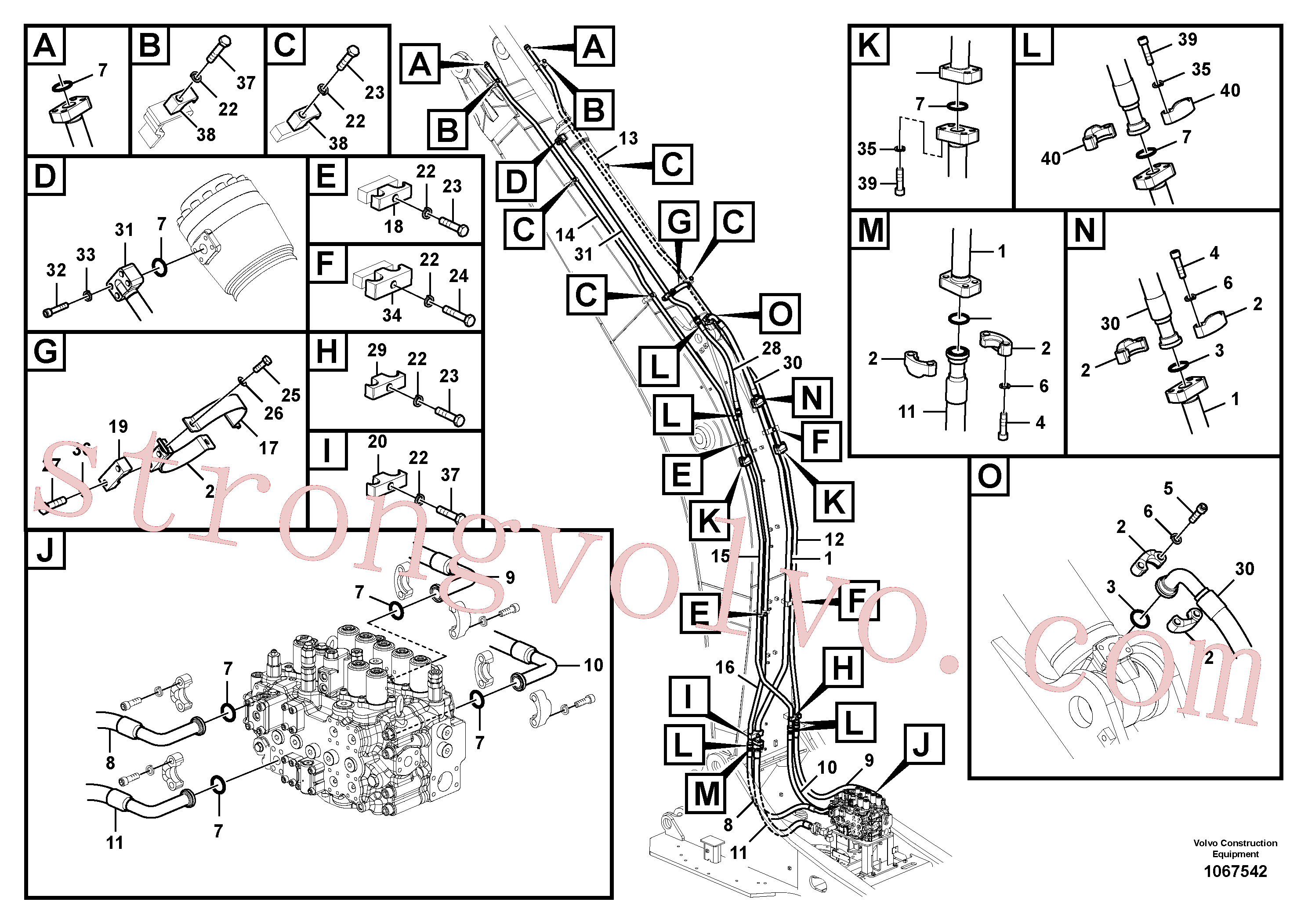 VOE14659146 Volvo Hidráulica de serviço, cilindro do braço de afundamento na lança.(1067542 Montagem)