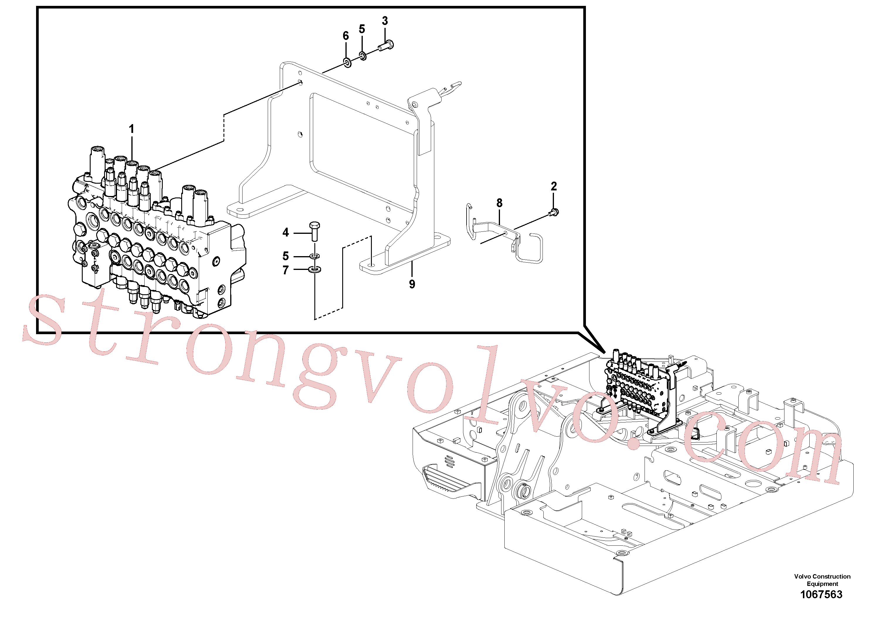 VOE14654646 Volvo Válvula de comando com acessórios.(1067563 Montagem)