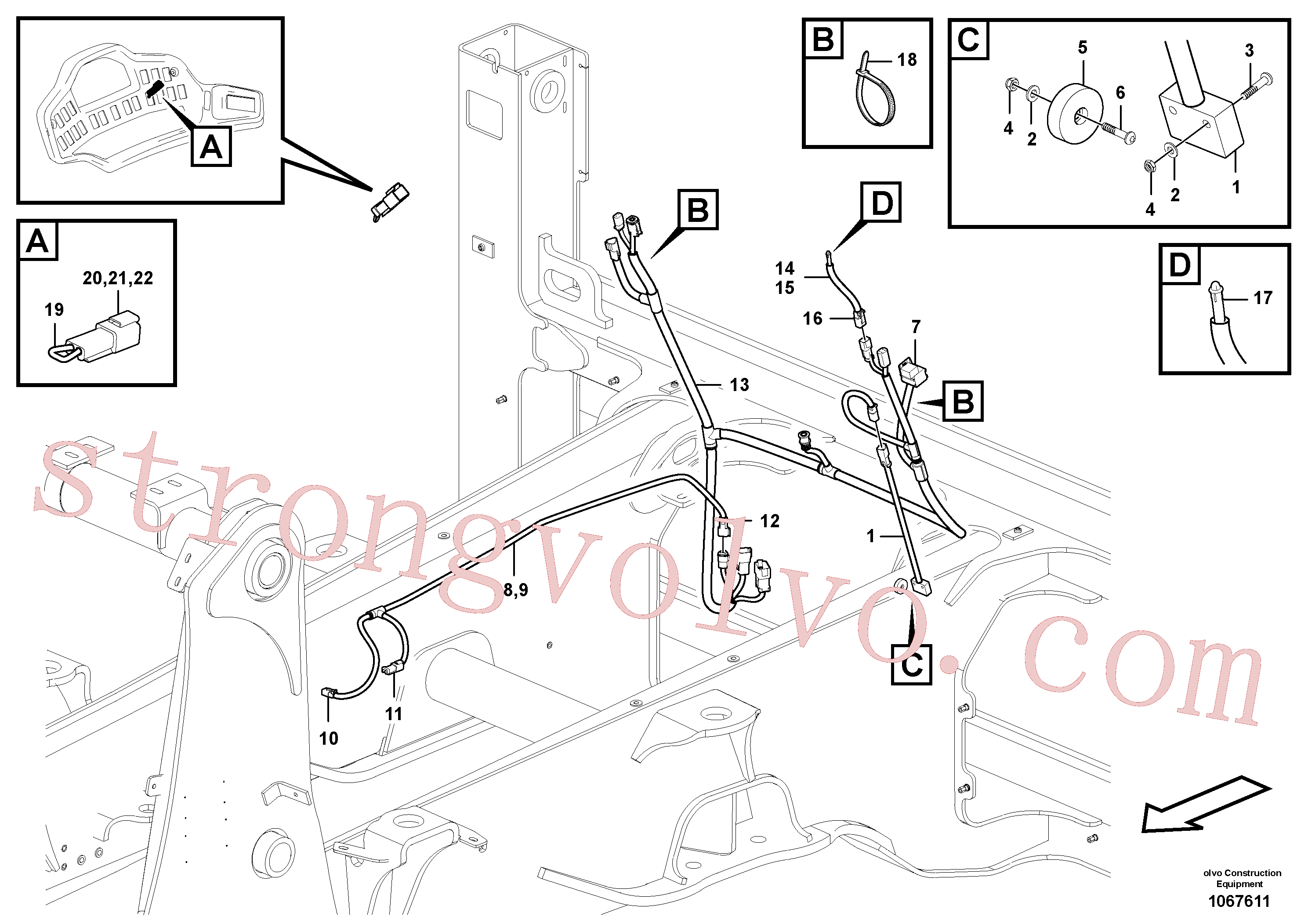 VOE15642492 Volvo Cablagem, comandos de escavação do piloto(1067611 Montagem)